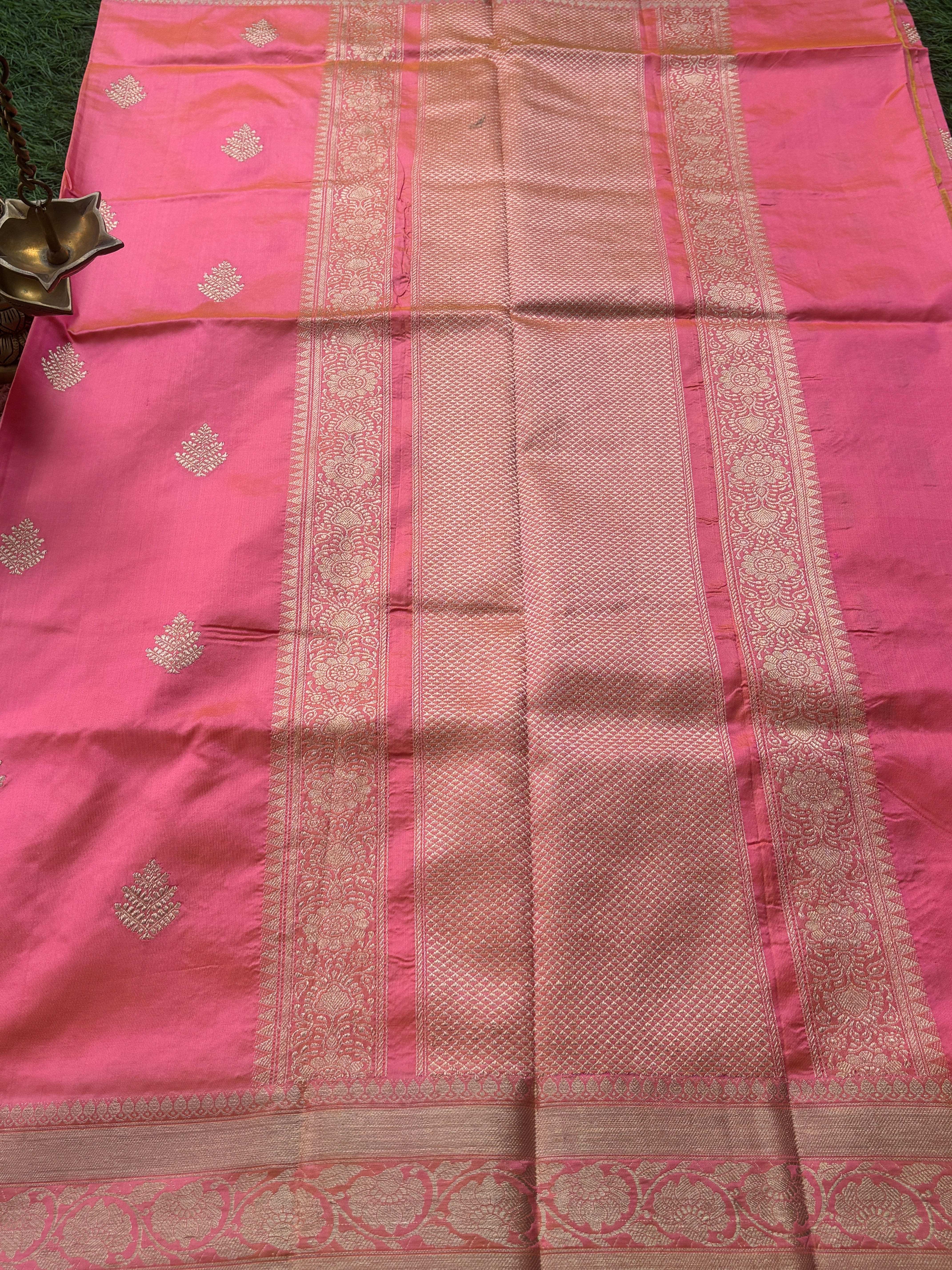Peach Pink Banarasi Silk Saree | Chandrika Lifestyles