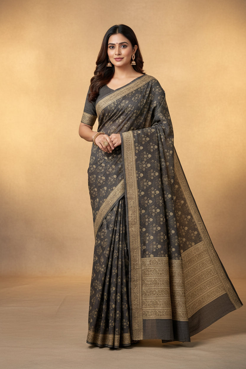 Brown Georgette Banarasi Printed Saree | Elegant Party Wear | Chandrika Lifestyles
