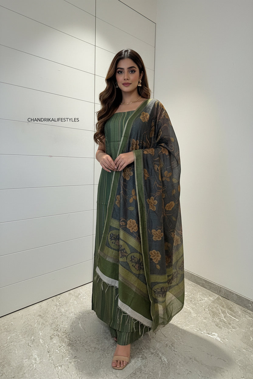 Pure Tussar Silk Printed Suit Material – Elegant Ethnic Luxury