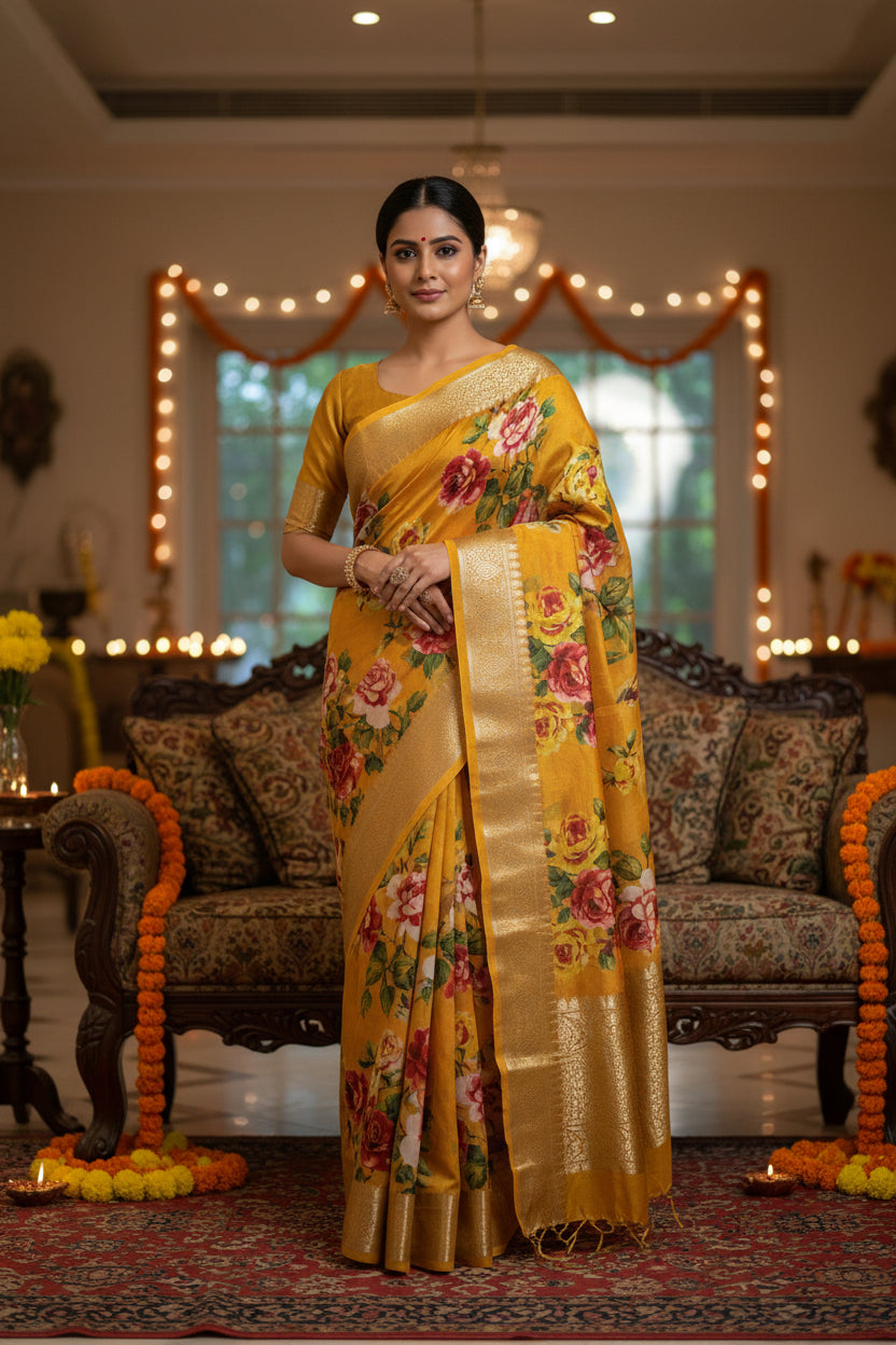 Pure georget floral sarees