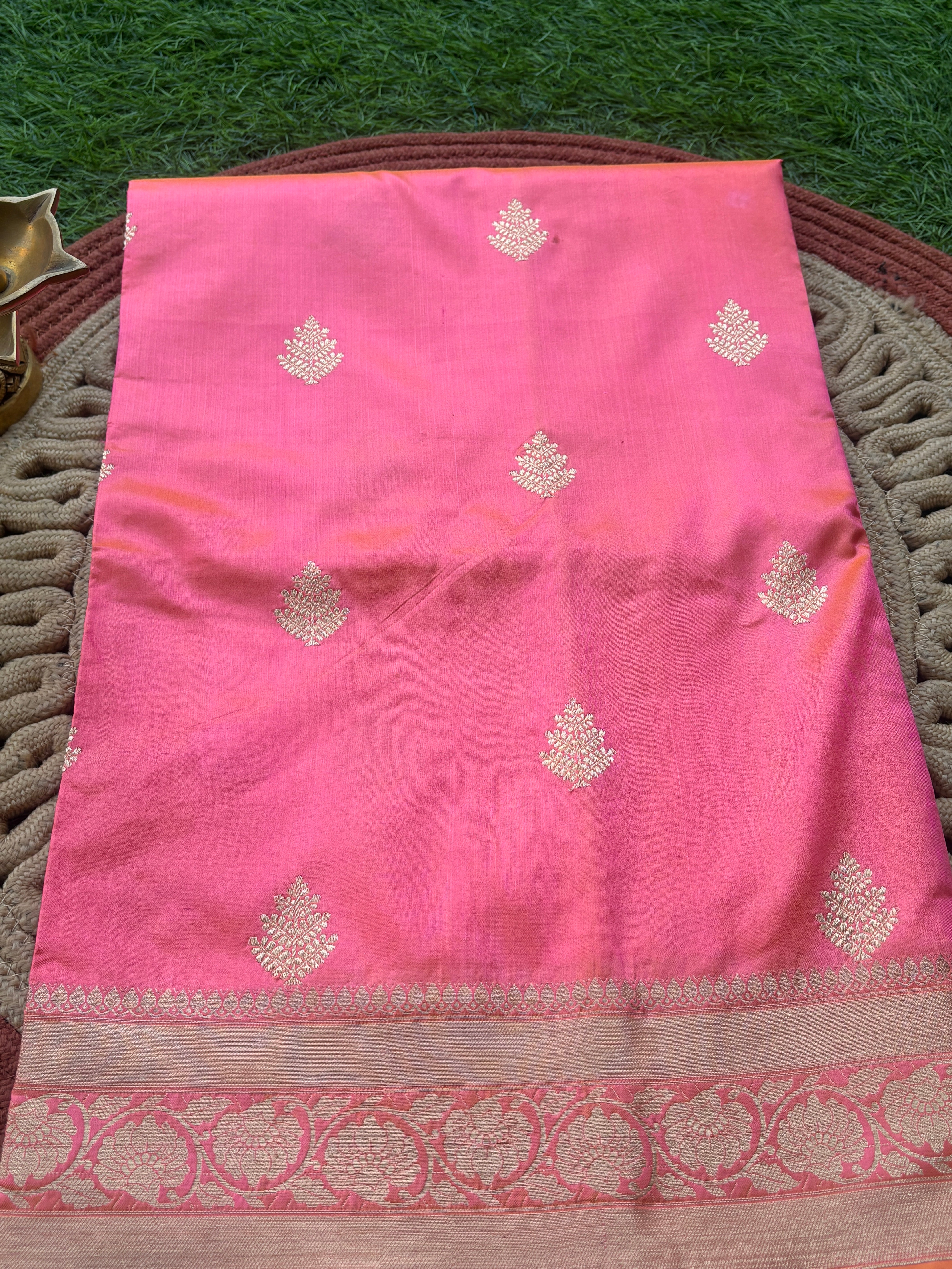 Peach Pink Banarasi Silk Saree | Chandrika Lifestyles