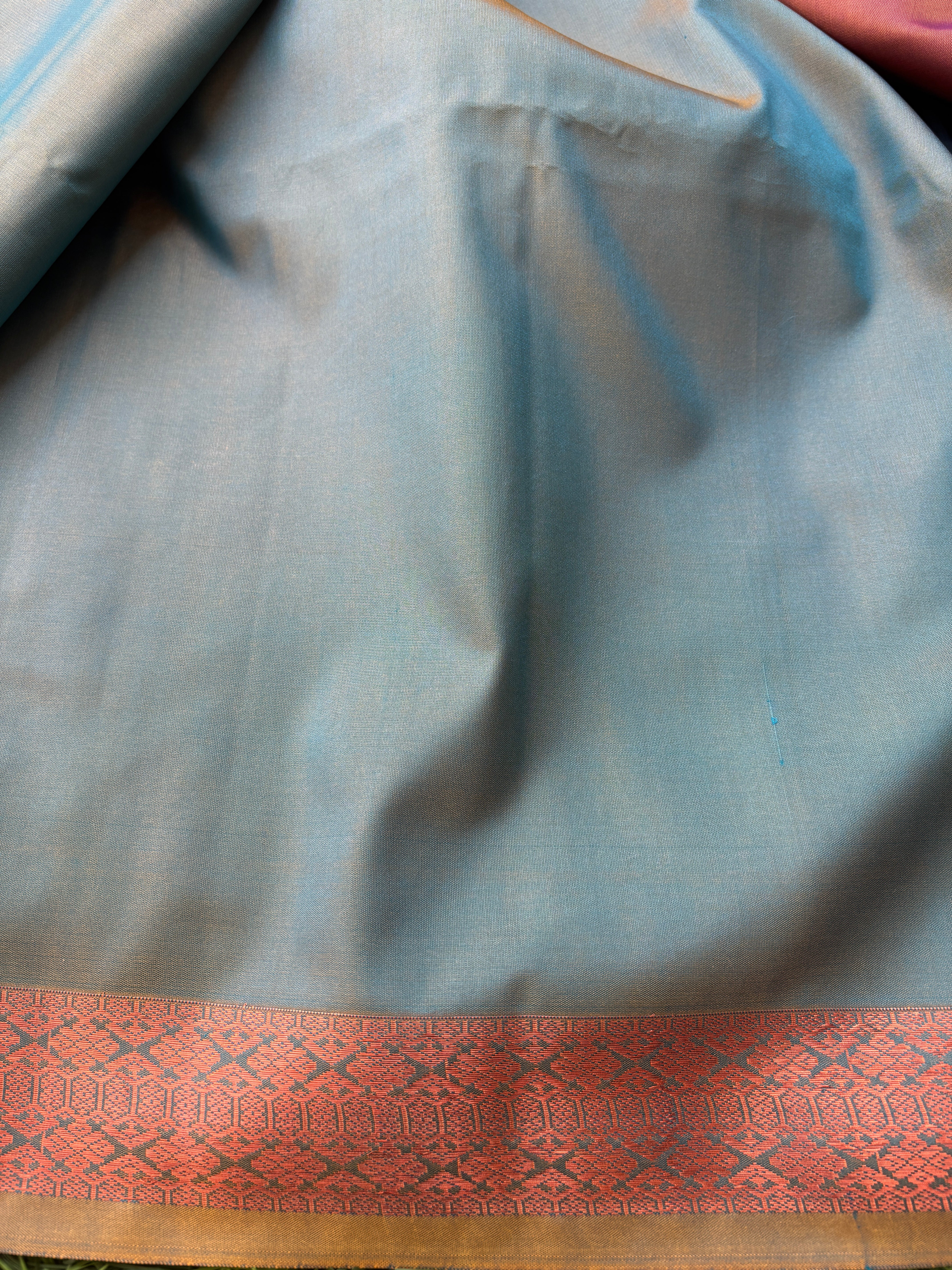 Brown Two-Tone Art Silk Kanjipuram Saree with Allover Woven Buttas | Chandrika Lifestyles
