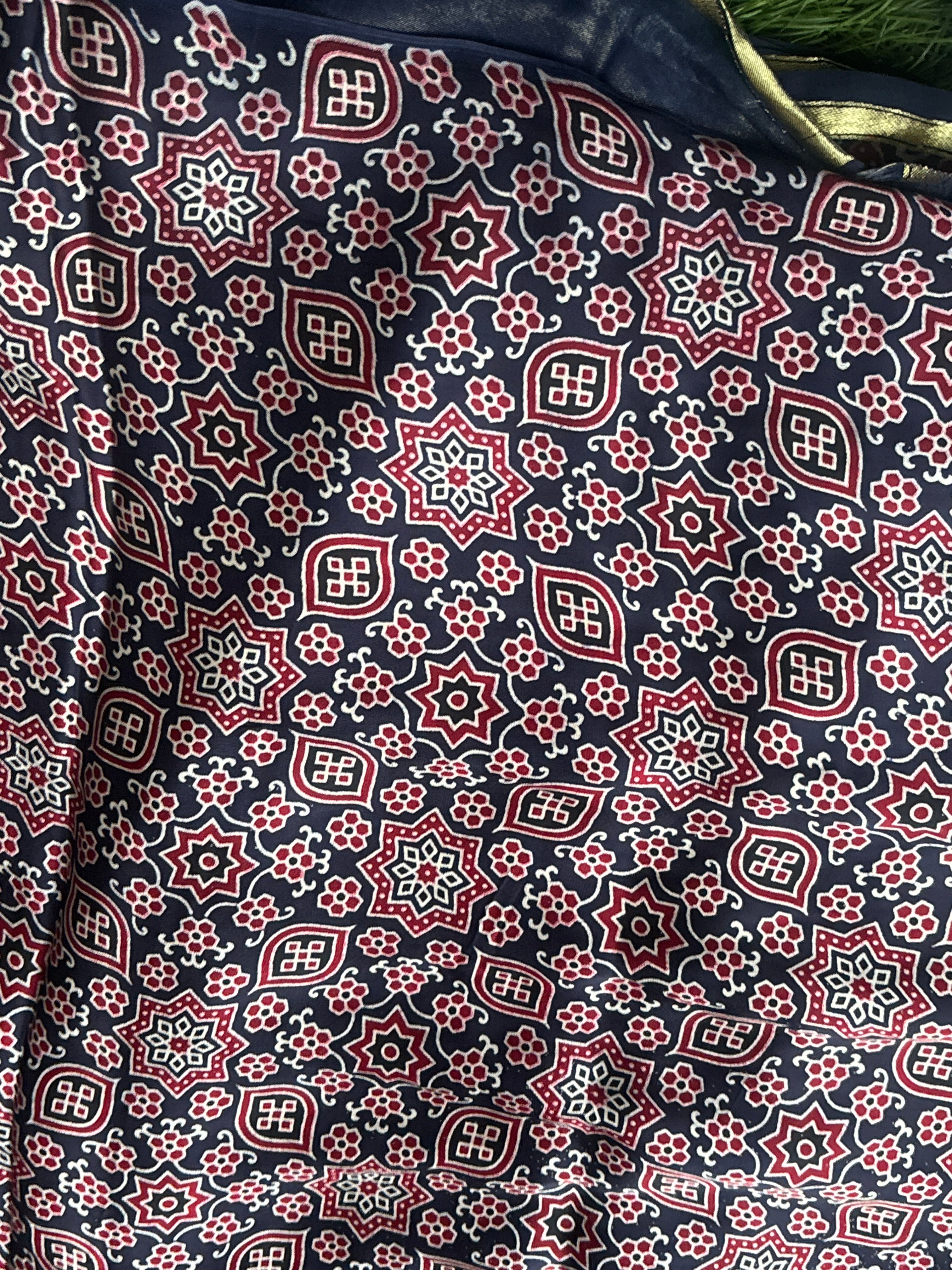 Matching blouse piece for royal blue modal silk gharchola saree