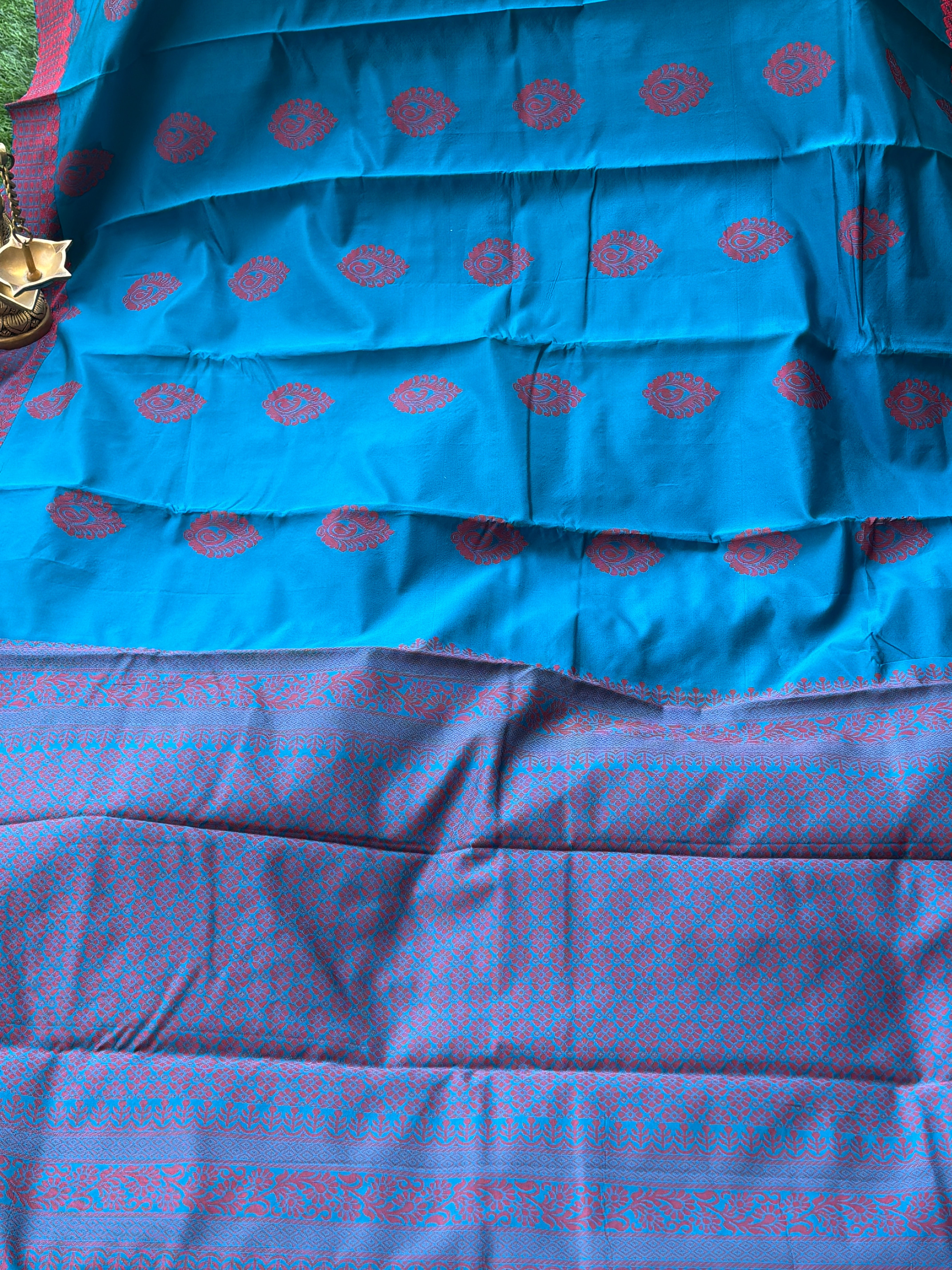 Blue Semi Silk Handwoven Kanjeevaram Saree