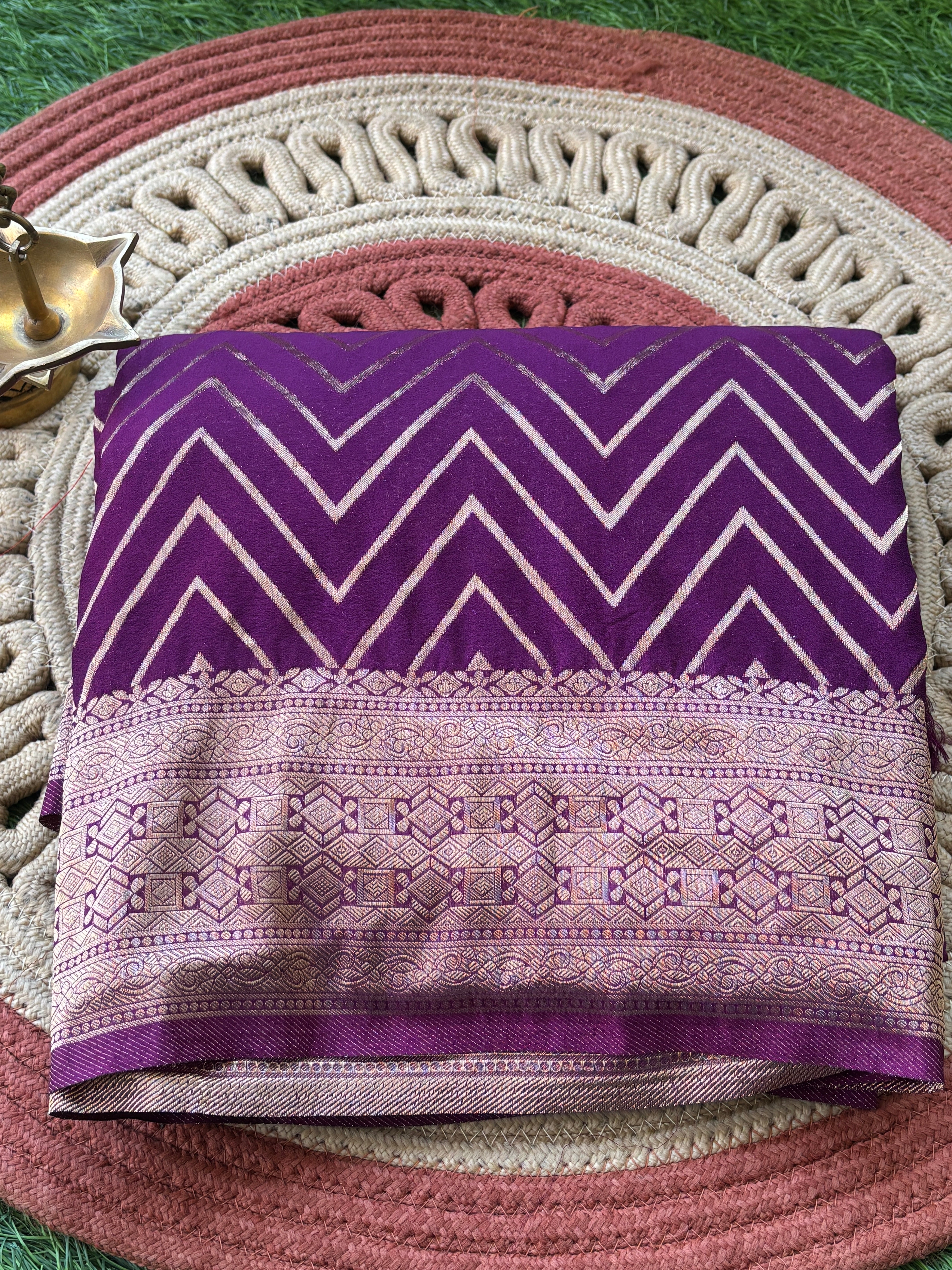 Purple Banarasi Art Georgette Saree – Elegant Traditional Drape | Chandrika Lifestyles