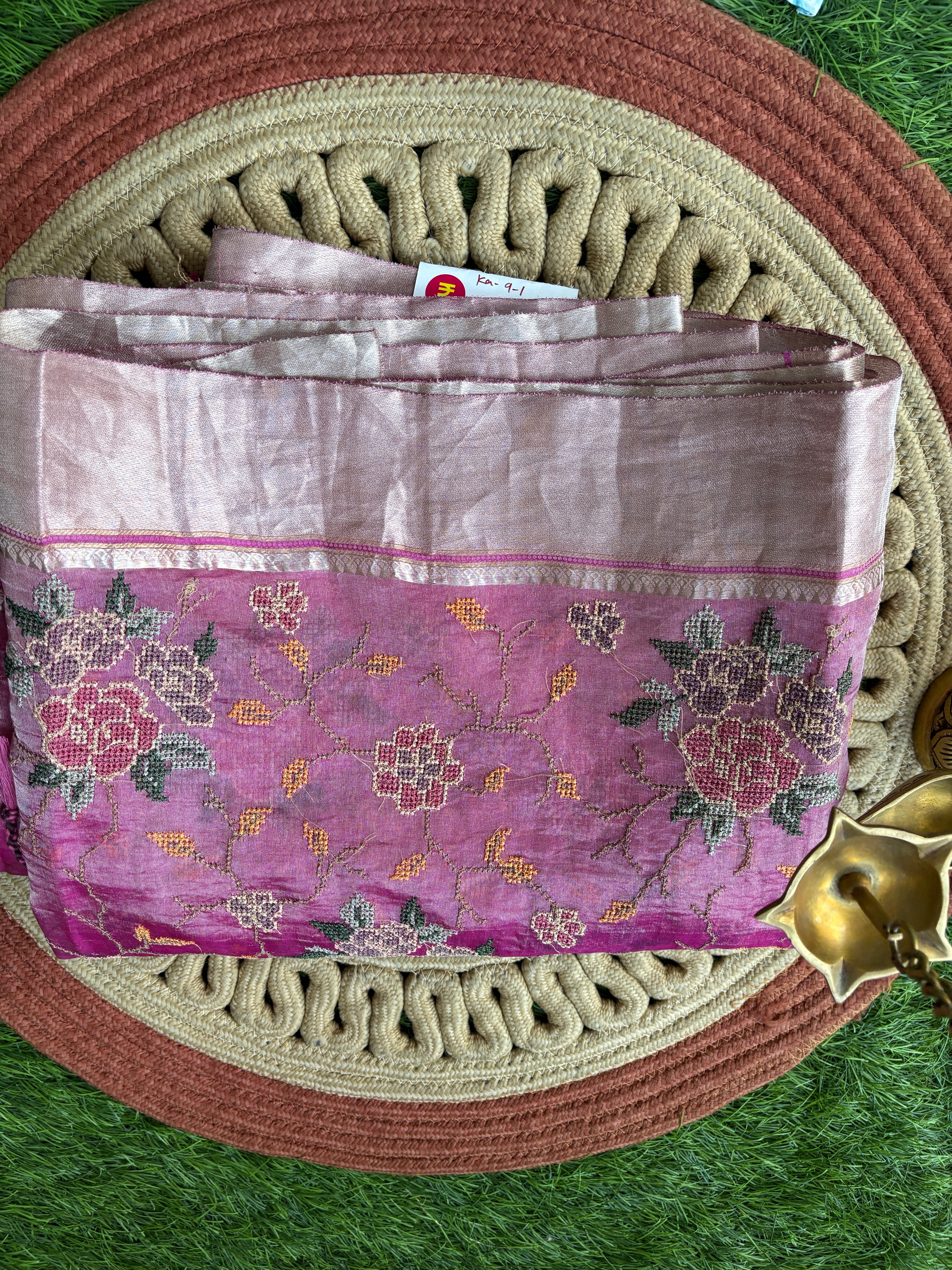 Royal Pink Pure Tissue Kora Silk Saree with Allover Matte Embroidery | Chandrika Lifestyles