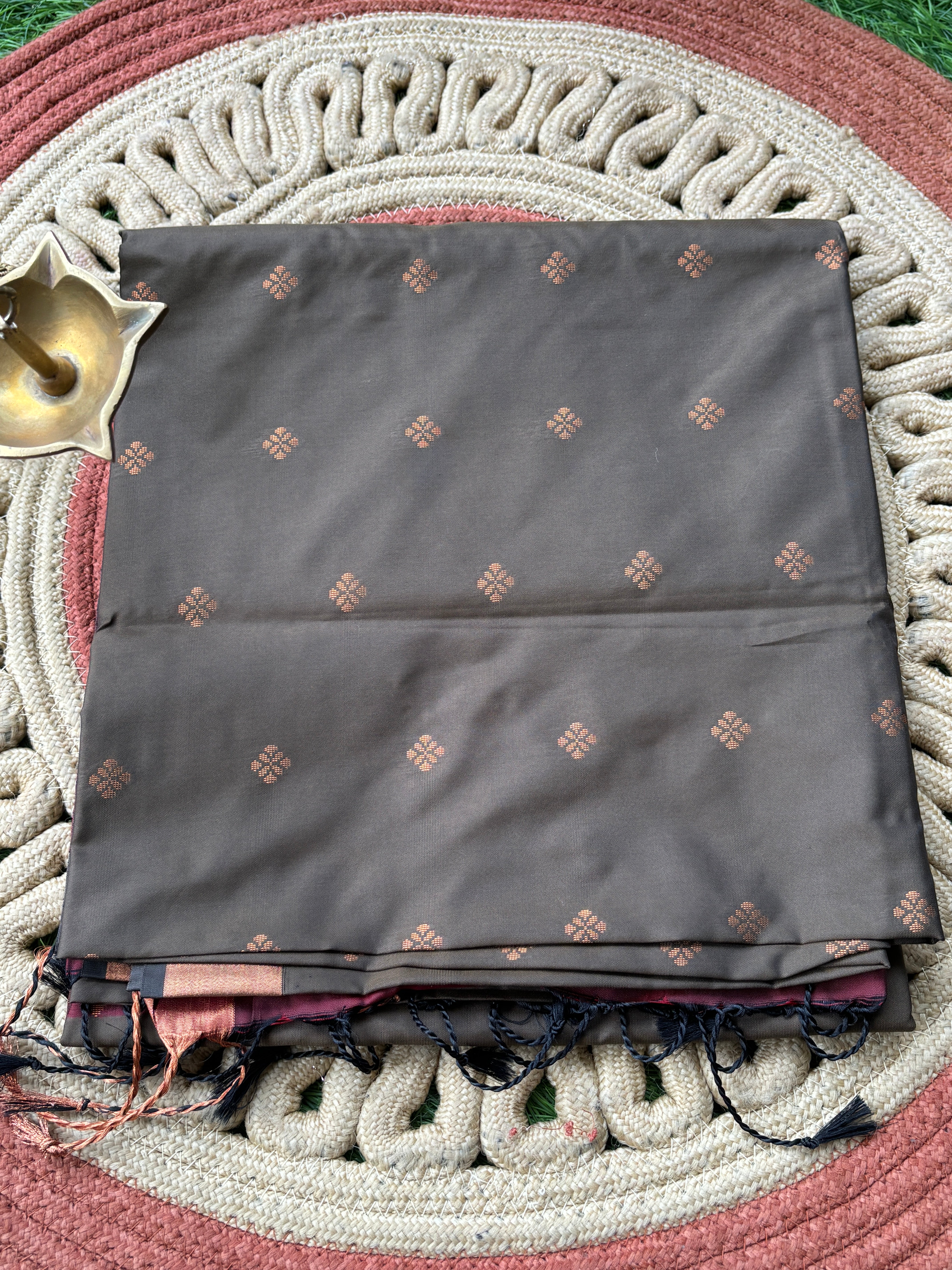 Coffee Brown Art Kanchipuram Saree with Maroon Pallu | Chandrika Lifestyles