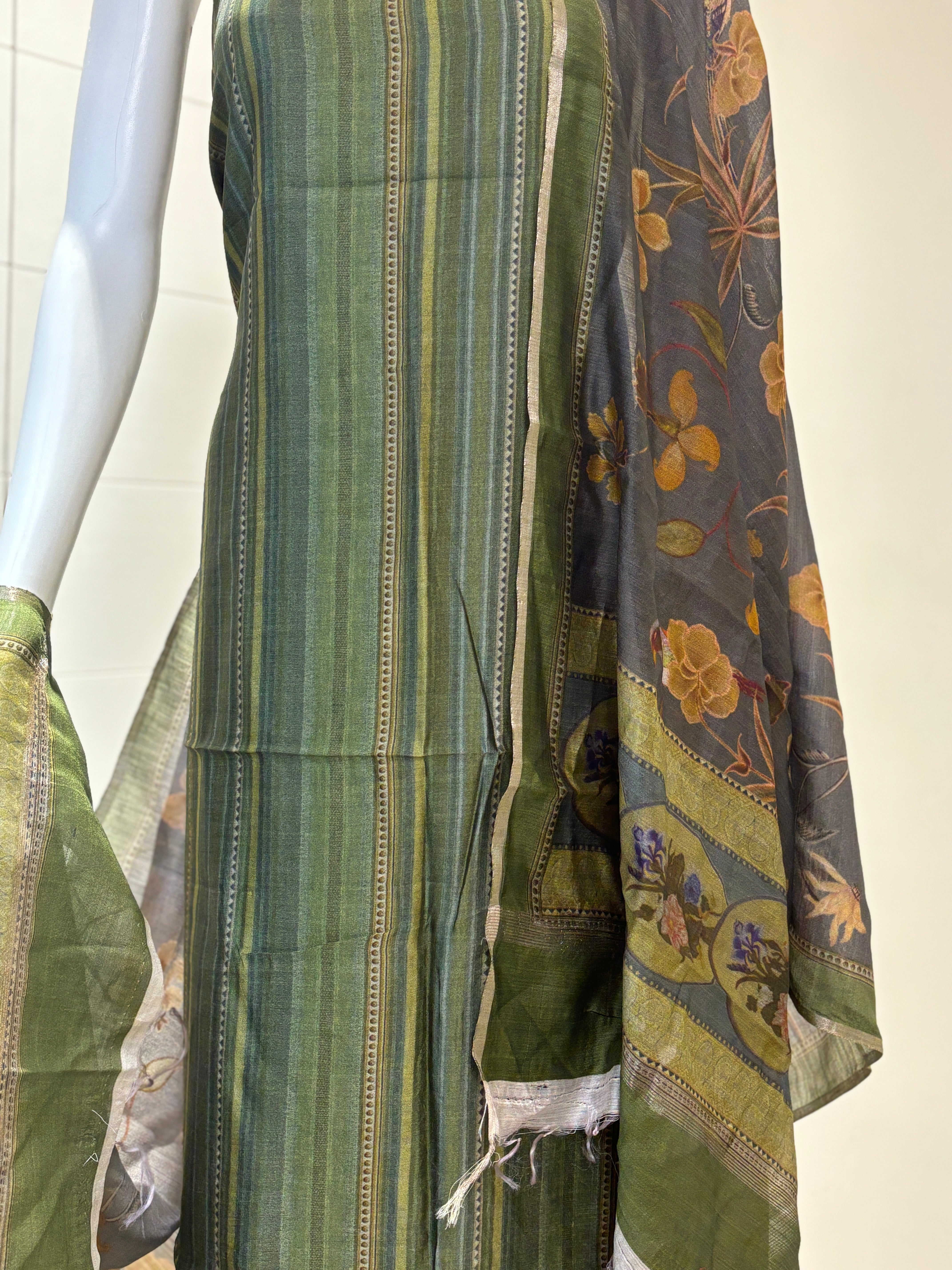 Pure Tussar Silk Printed Suit Material – Elegant Ethnic Luxury