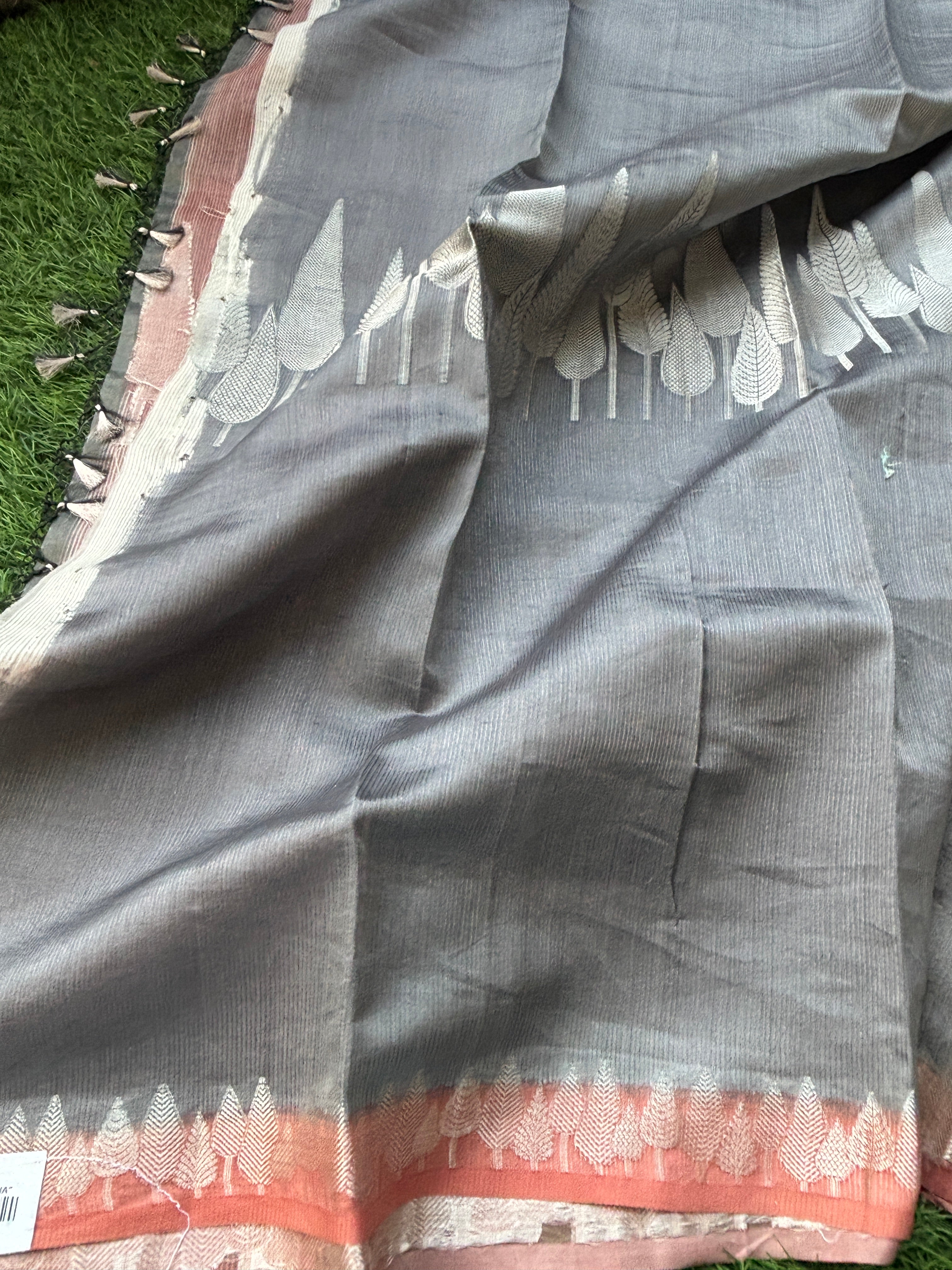 Beige & Dark Brown Pure Tissue Kora Saree – Fancy Elegant Drape | Chandrika Lifestyles