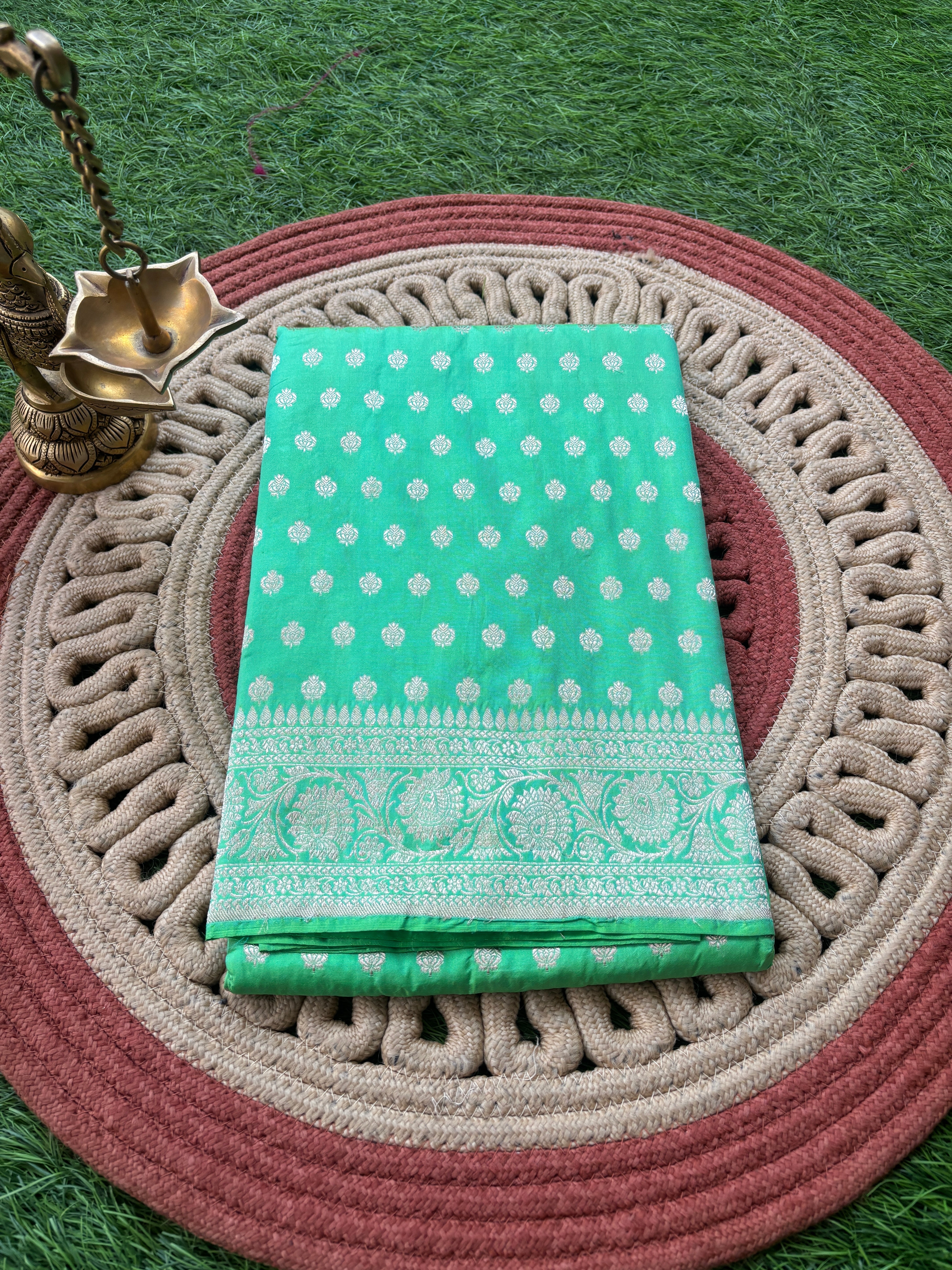 Pista Green Art Silk Saree with Allover Butta Design | Chandrika Lifestyles