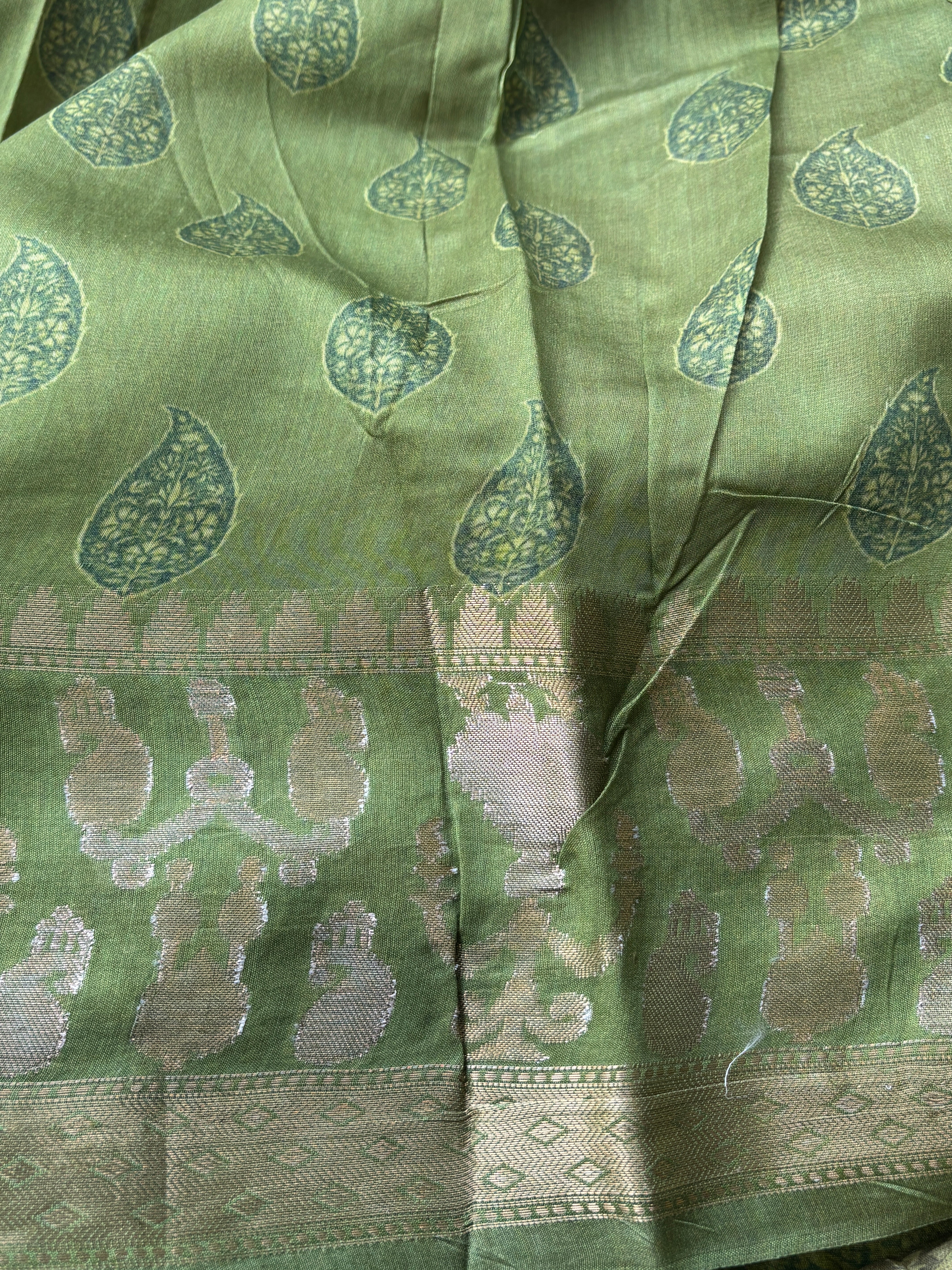 Green Chanderi Cotton Saree with Digital Print | Chandrika Lifestyles