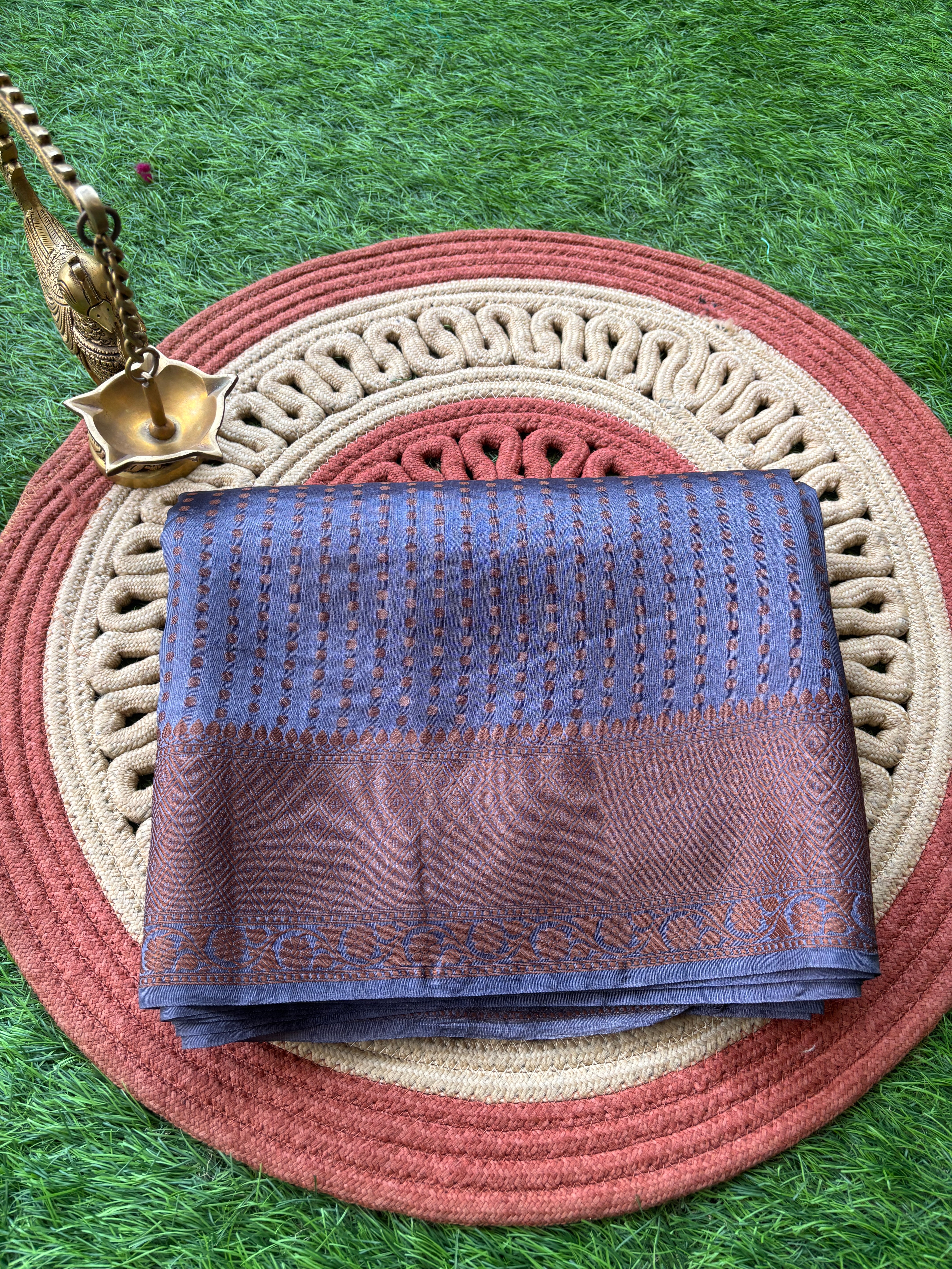 Navy Blue Banarasi Saree with Allover Zari Buttas | Chandrika Lifestyles