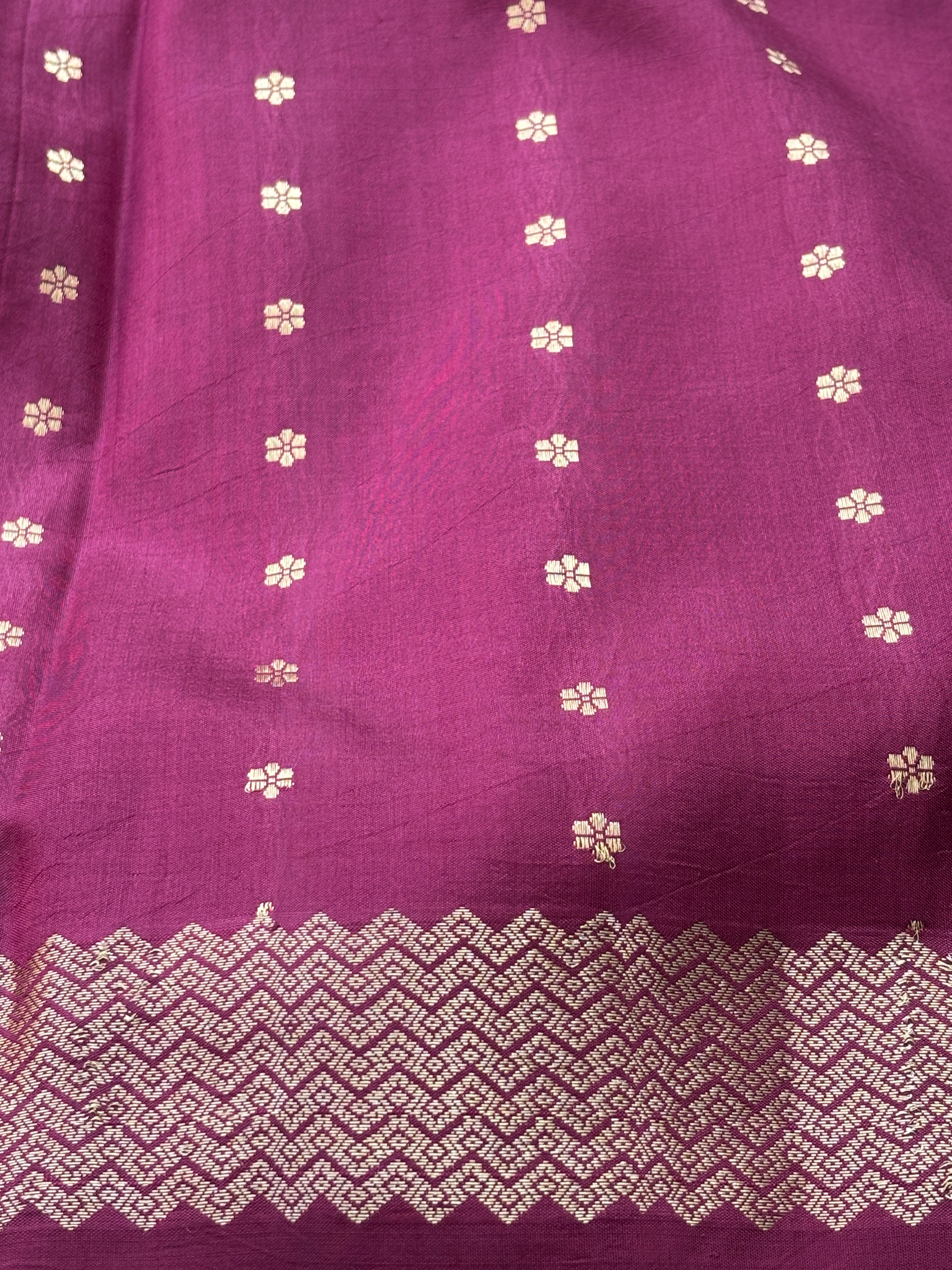 Wine Color Pure Silk Banarasi Saree with Allover Sona Rupa Zari Buttas | Chandrika Lifestyles