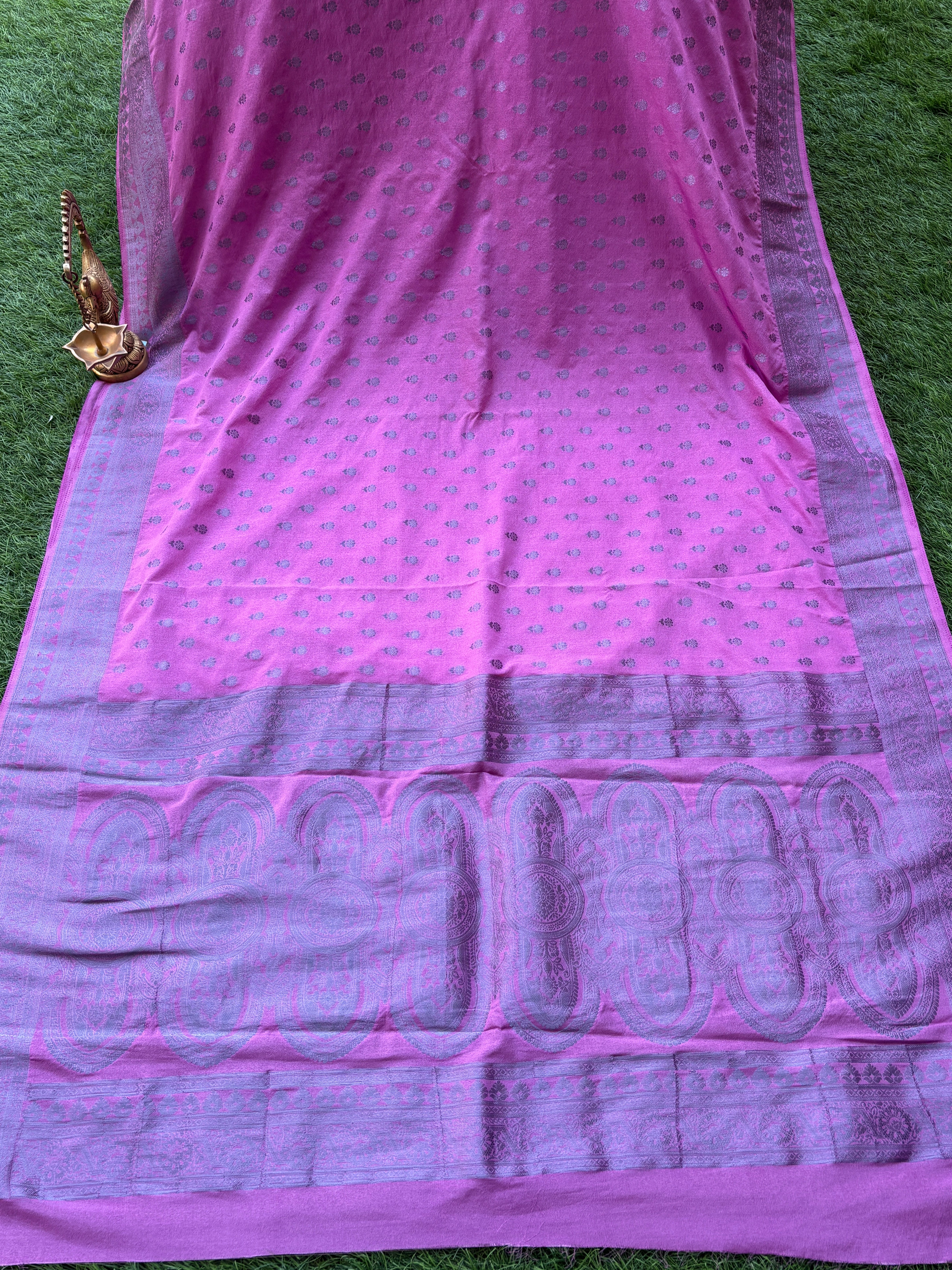 Magenta Art Silk Saree with Silver Zari Butta & Zari Pallu | Chandrika Lifestyles