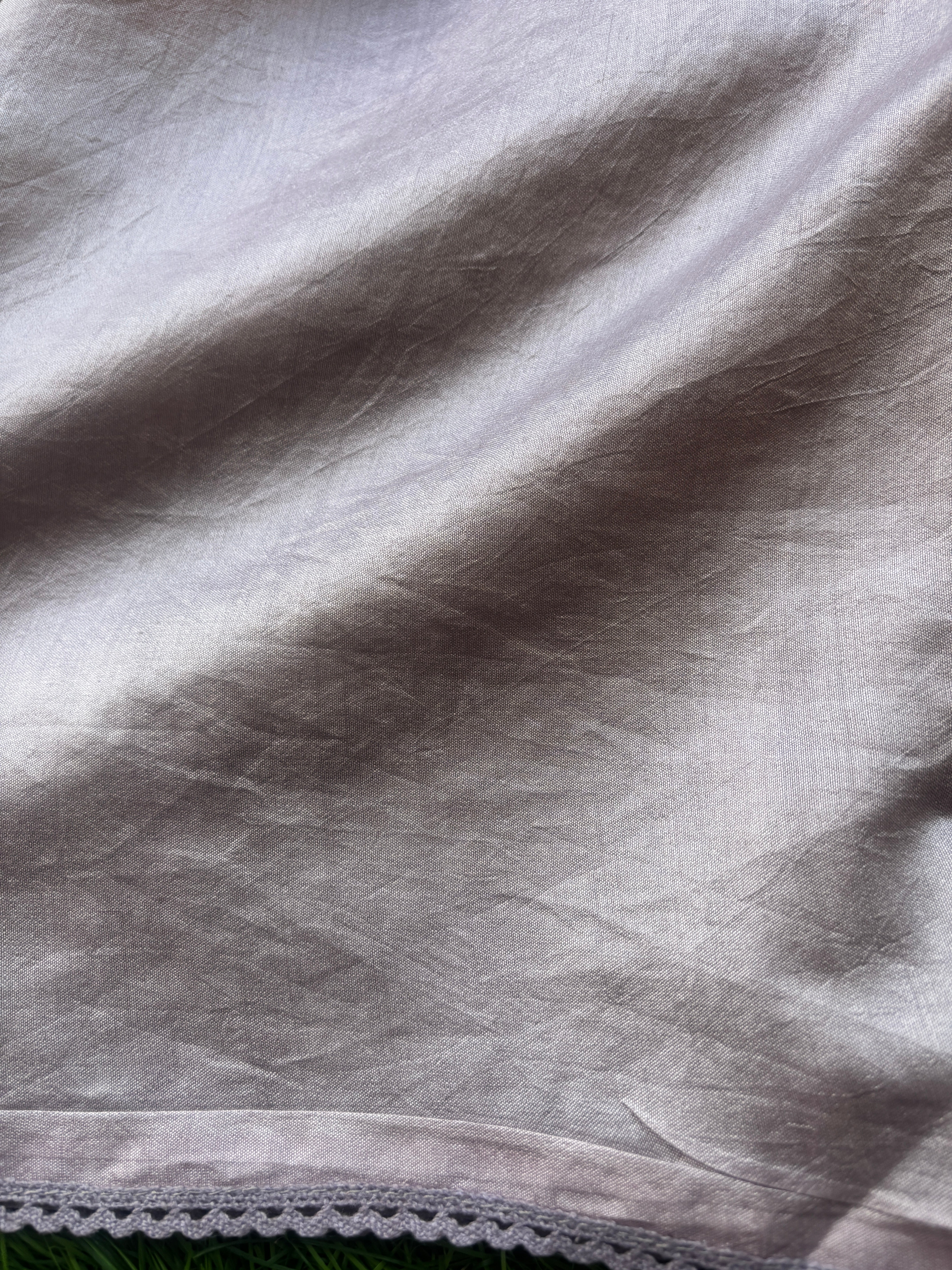 Pastel purple tissue Kora organza saree blouse with matching embroidery work