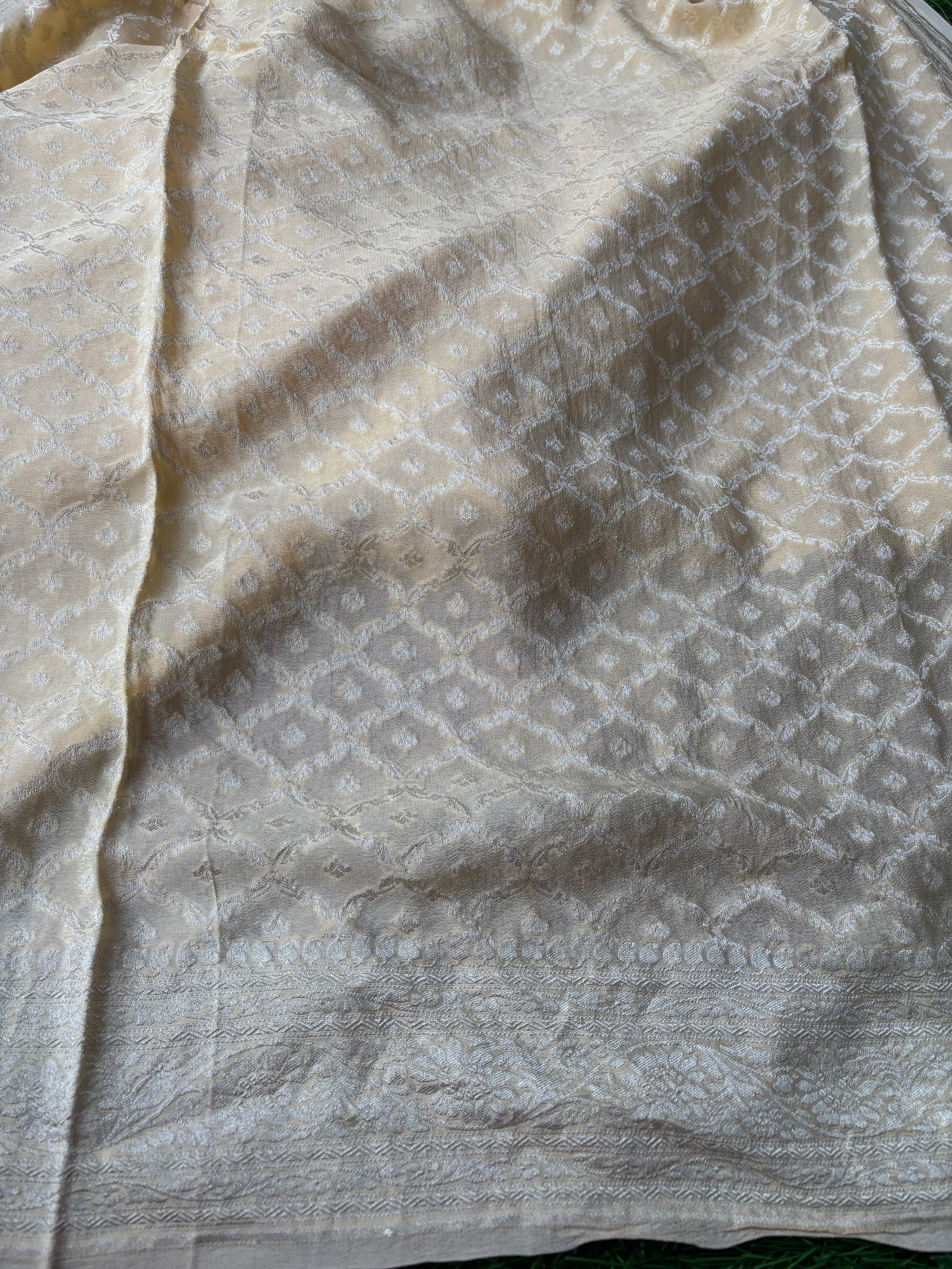 Light Yellow Pure Khaddi Georgette Banarasi Saree – Soft Royal Grace | Chandrika Lifestyles
