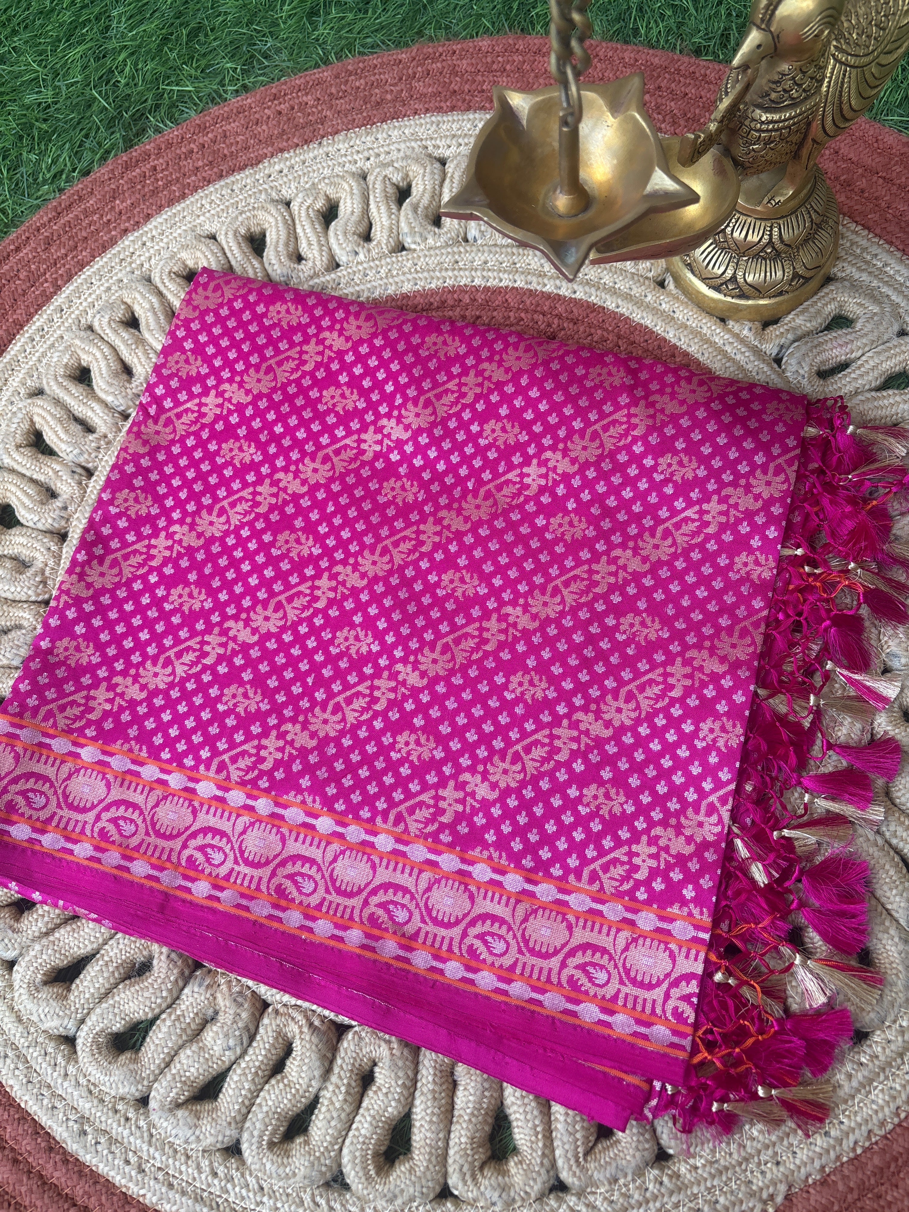 Pure Silk Rani Pink Dupatta – Festive & Wedding Elegance