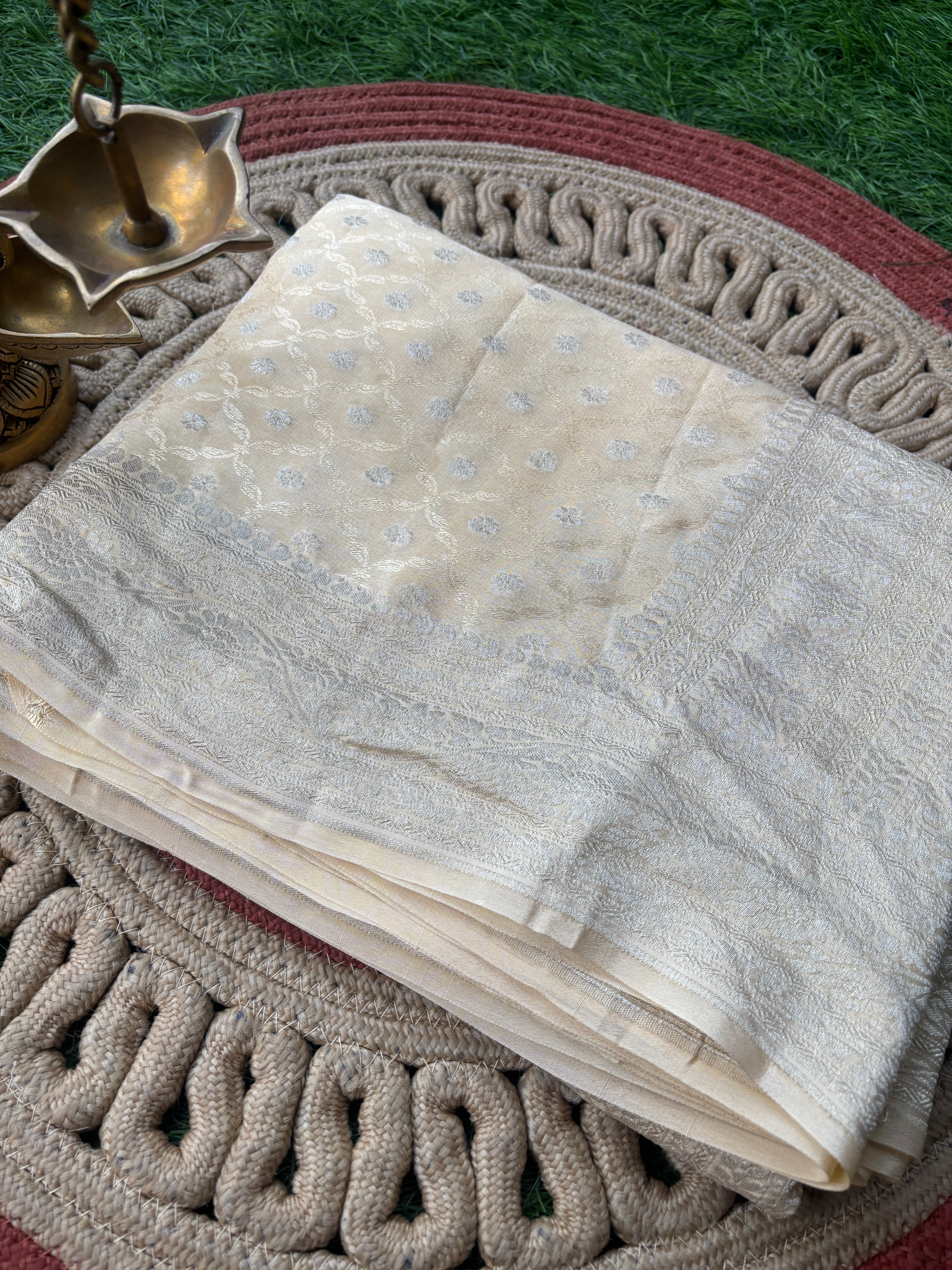 Light Yellow Pure Khaddi Georgette Banarasi Saree – Soft Royal Grace | Chandrika Lifestyles