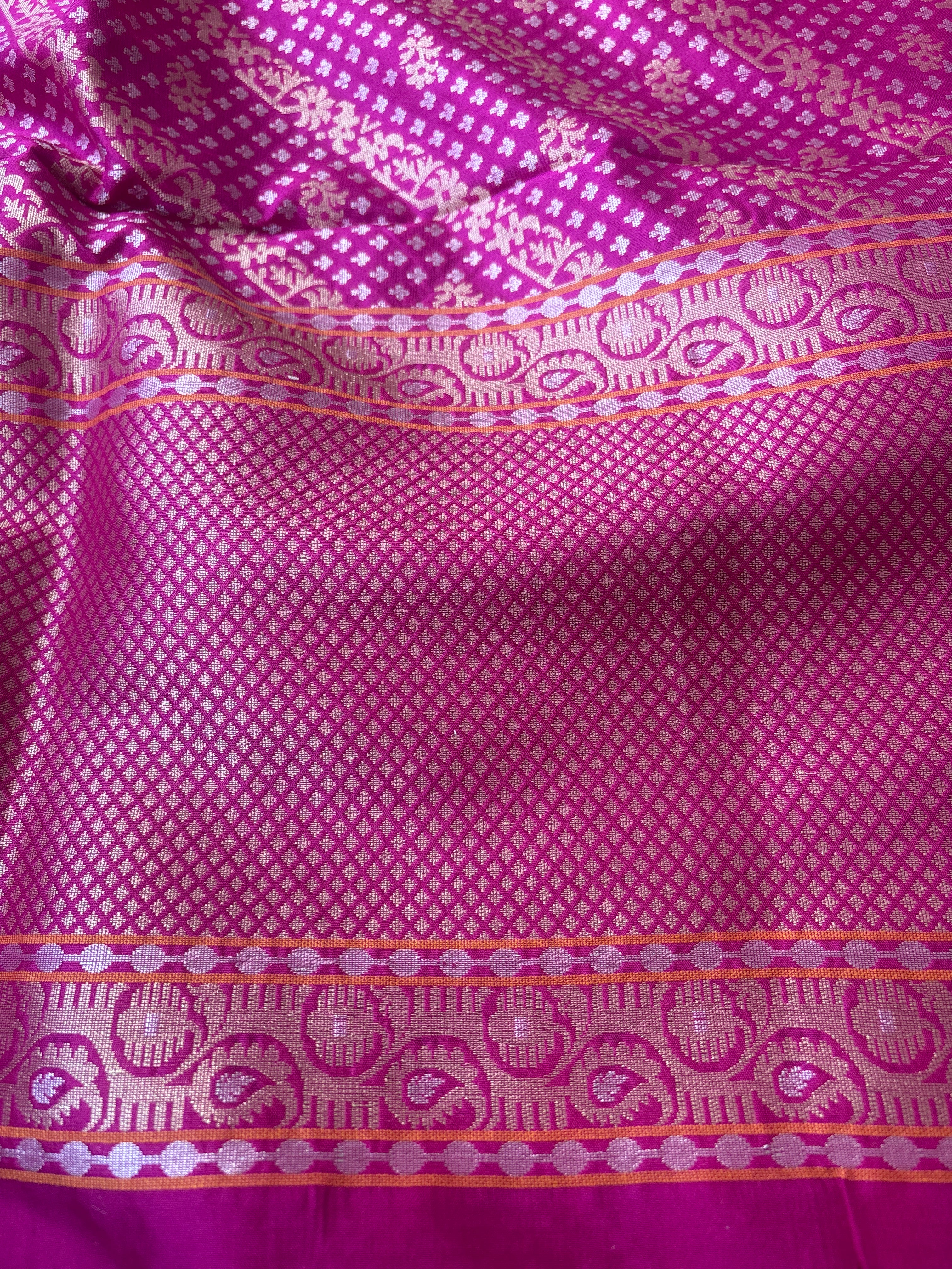 Elegant rani pink pure silk dupatta with luxurious sheen