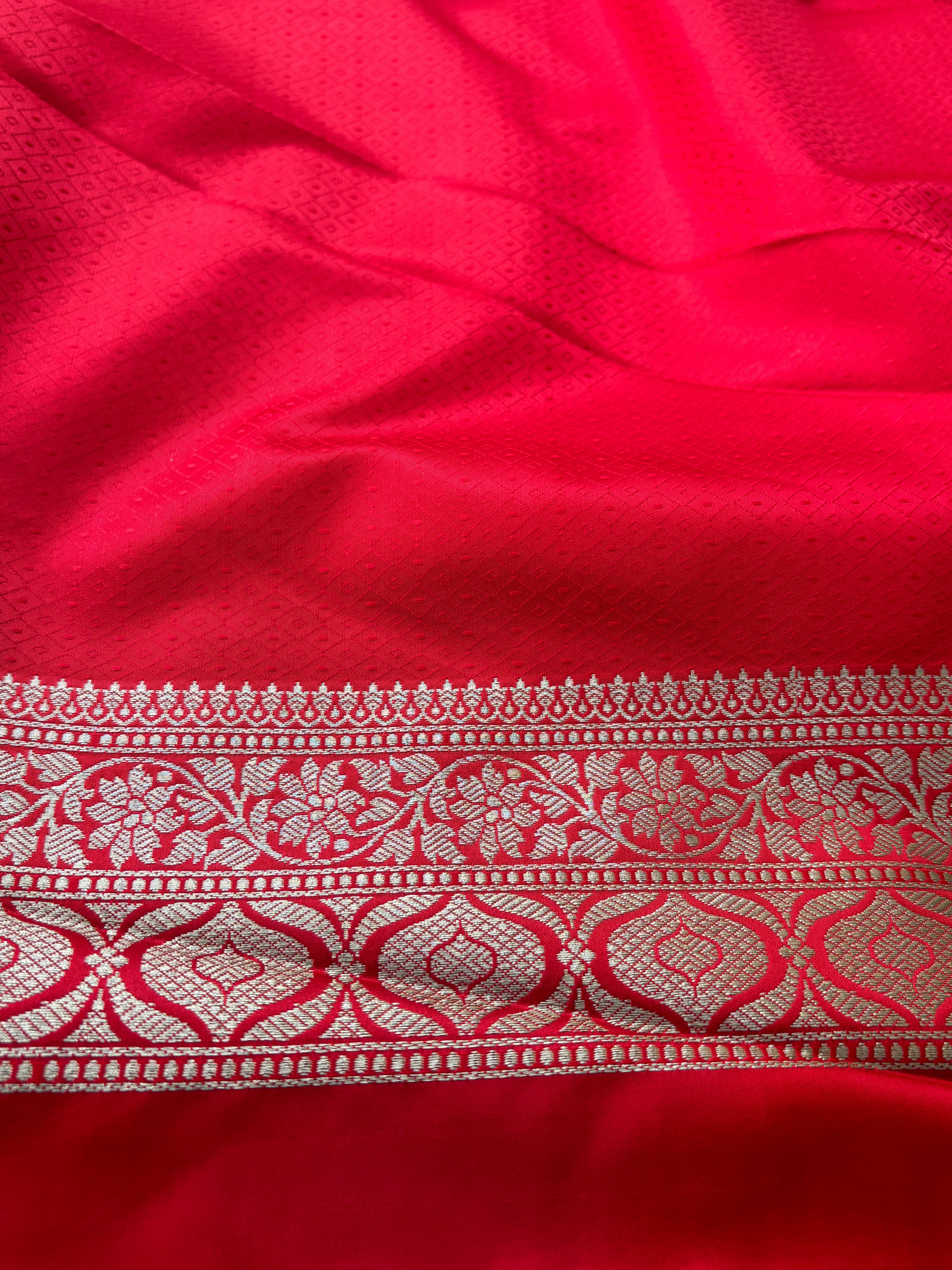 Rani Pink Banarasi Saree with Allover Zari Buttis (Two-Tone) | Chandrika Lifestyles