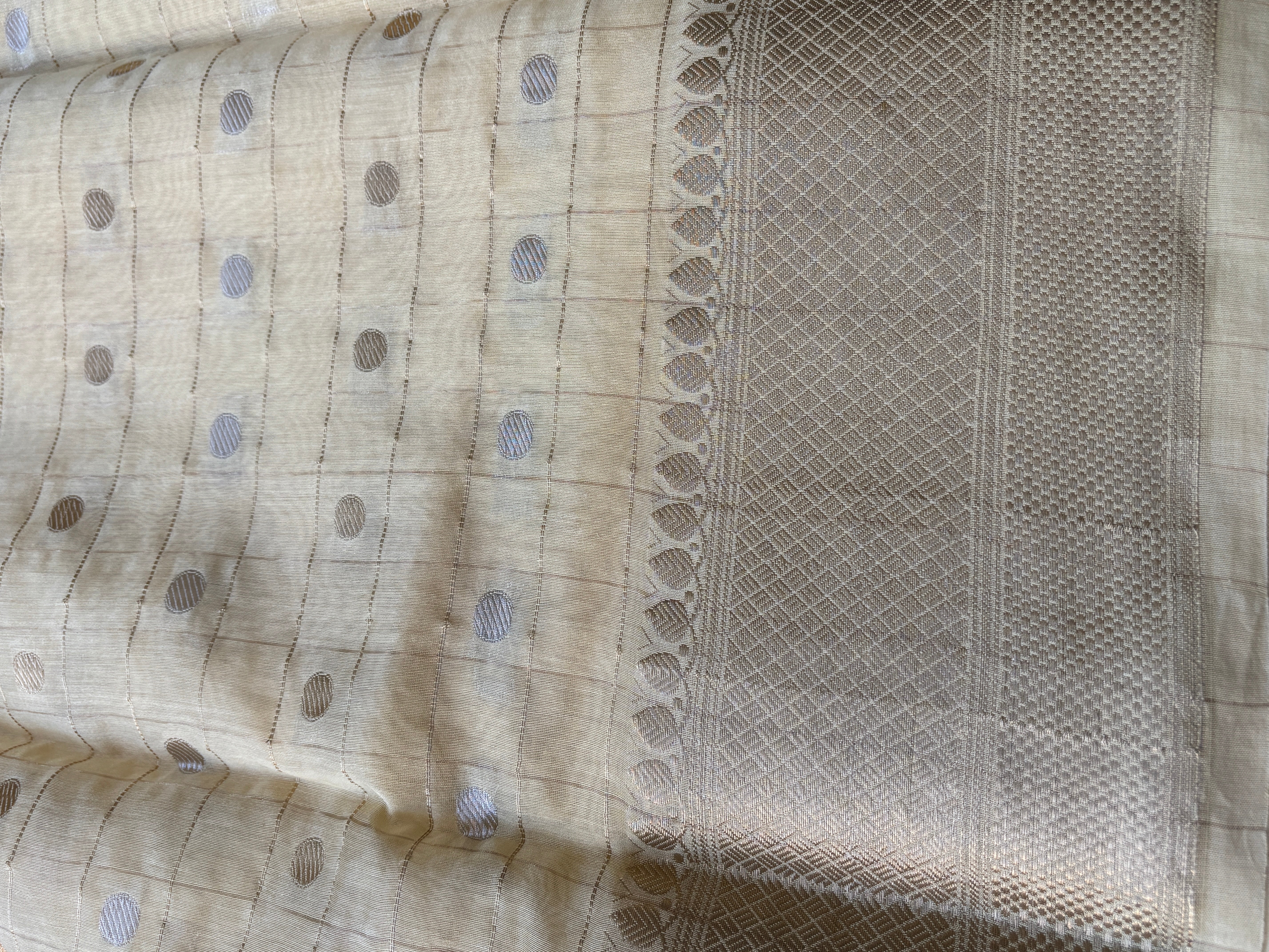 Lemon Yellow Banarasi Silk Cotton Saree with Zari Checks & Butta | Chandrika Lifestyles