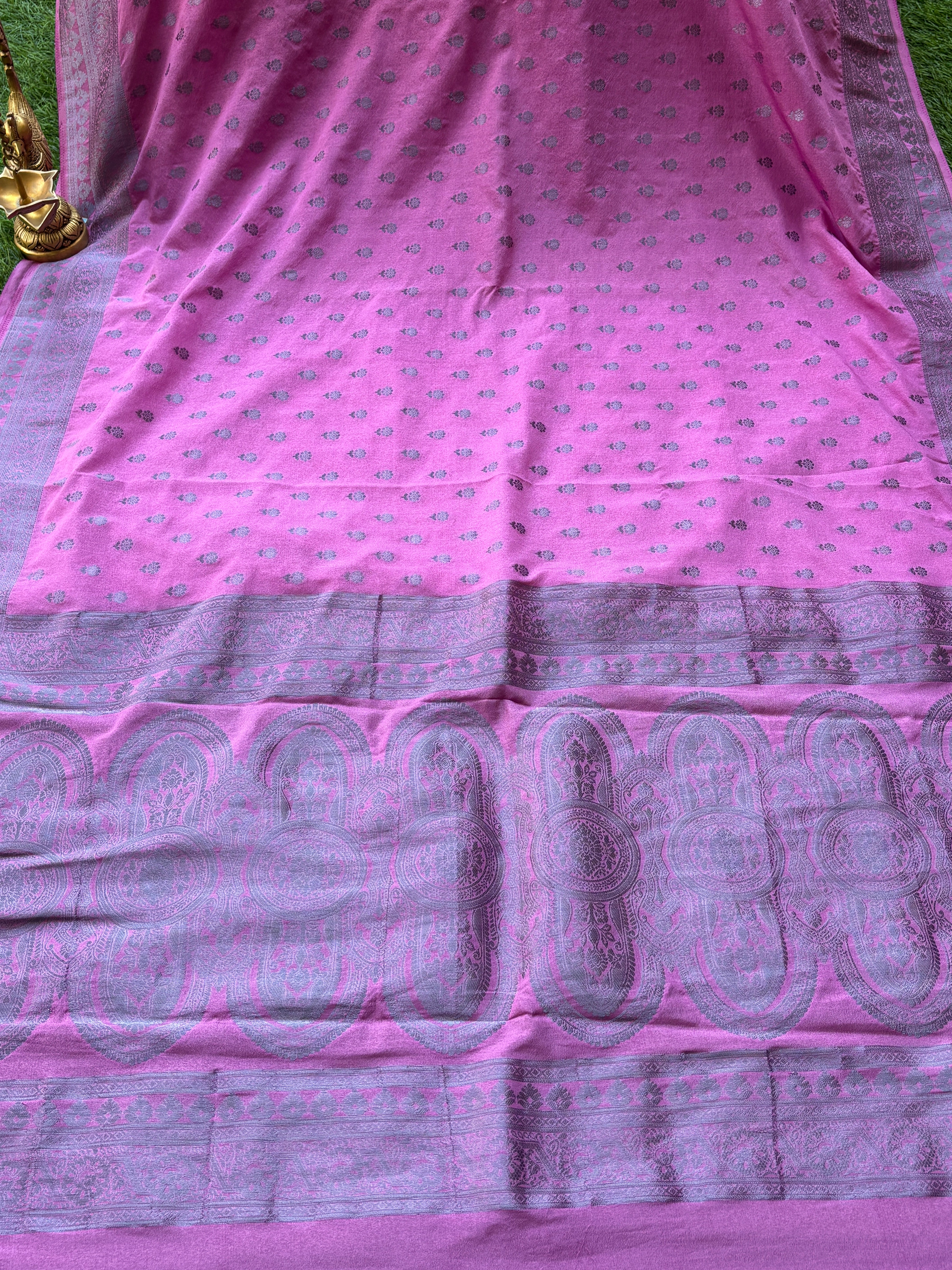 Magenta Art Silk Saree with Silver Zari Butta & Zari Pallu | Chandrika Lifestyles