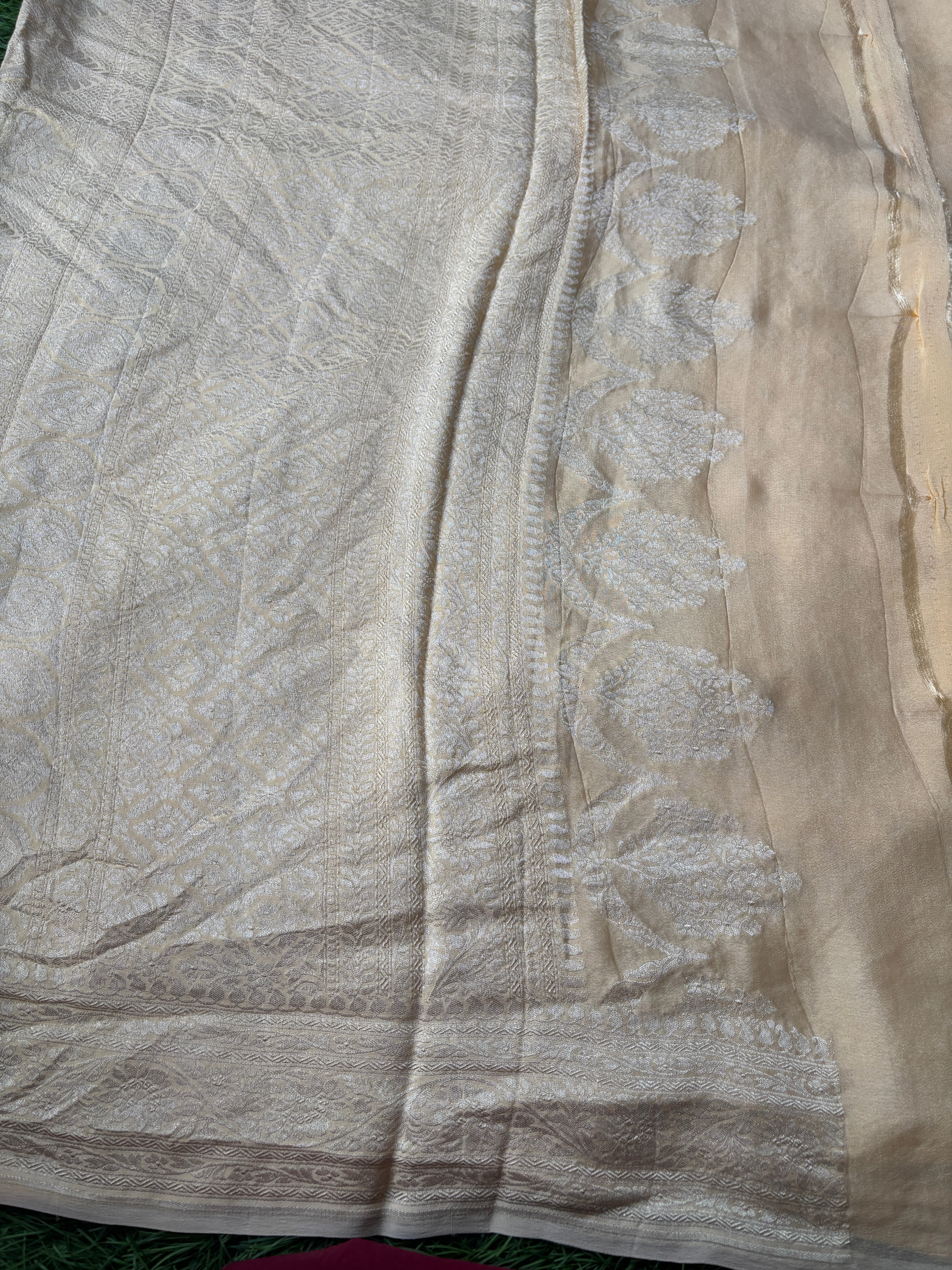 Light Yellow Pure Khaddi Georgette Banarasi Saree – Soft Royal Grace | Chandrika Lifestyles