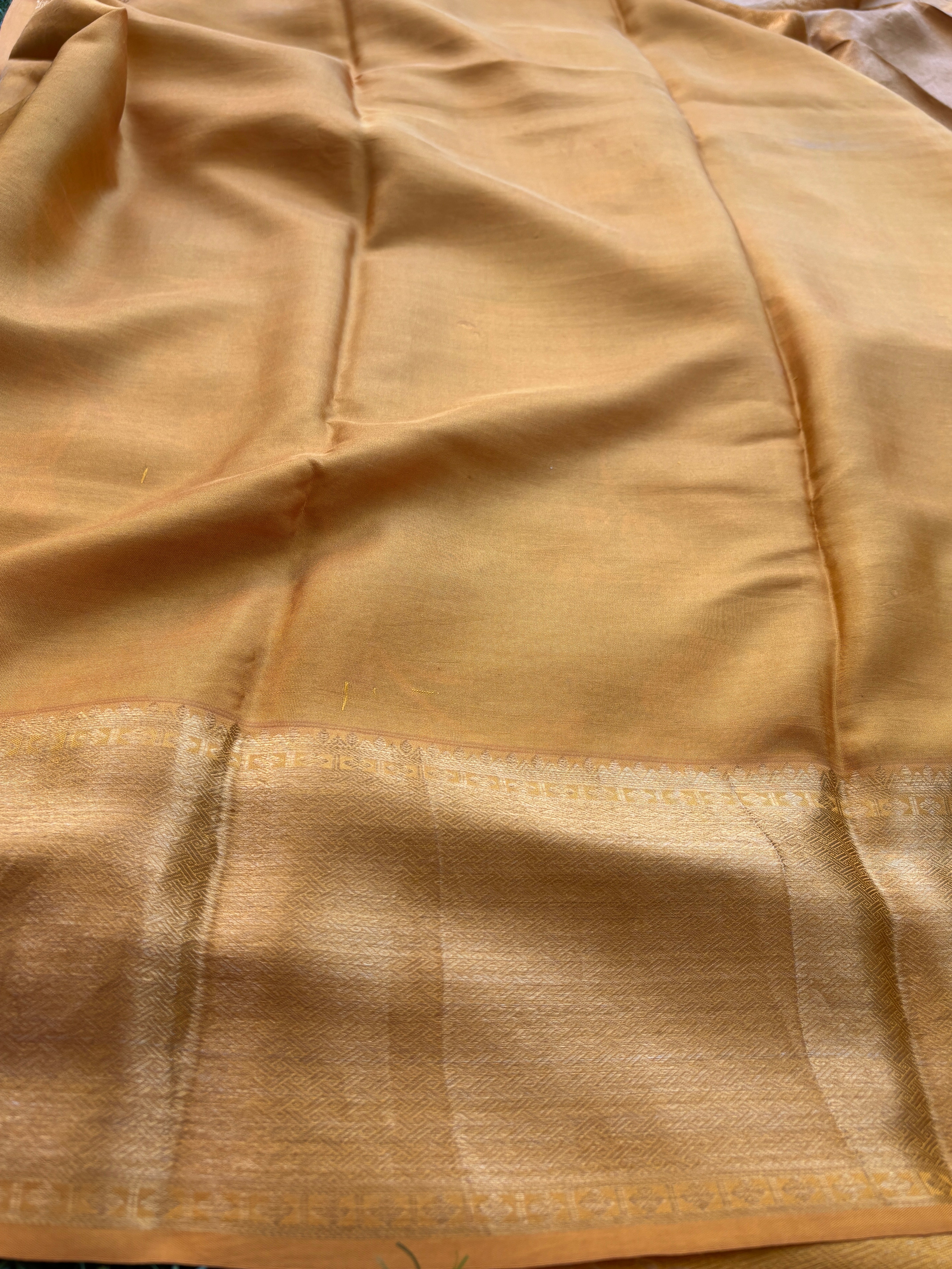Dark Brown & Yellow Pure Silk Saree with Digital Print & Kanchipuram Border and Pallu | Chandrika Lifestyles