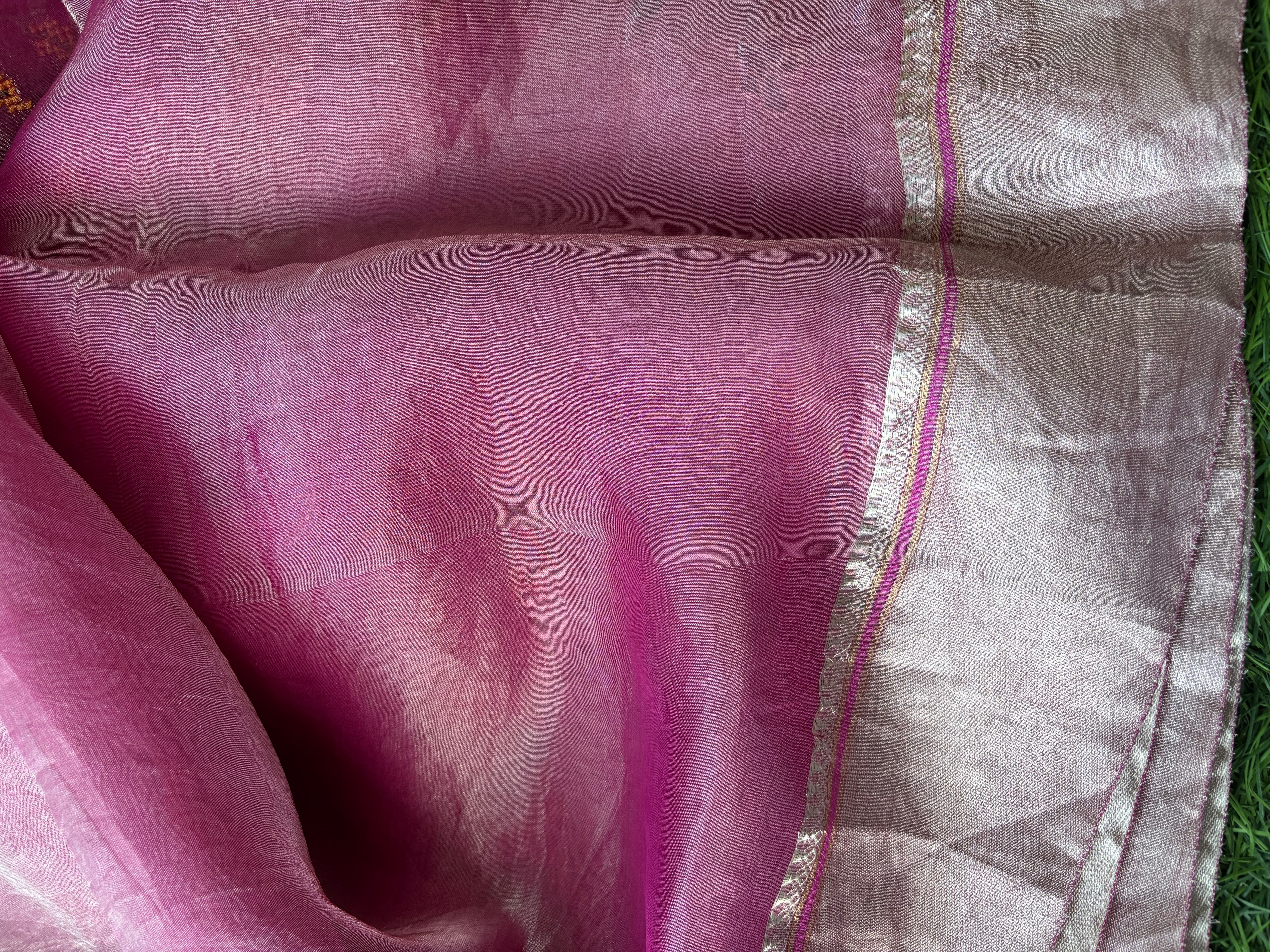 Royal Pink Pure Tissue Kora Silk Saree with Allover Matte Embroidery | Chandrika Lifestyles