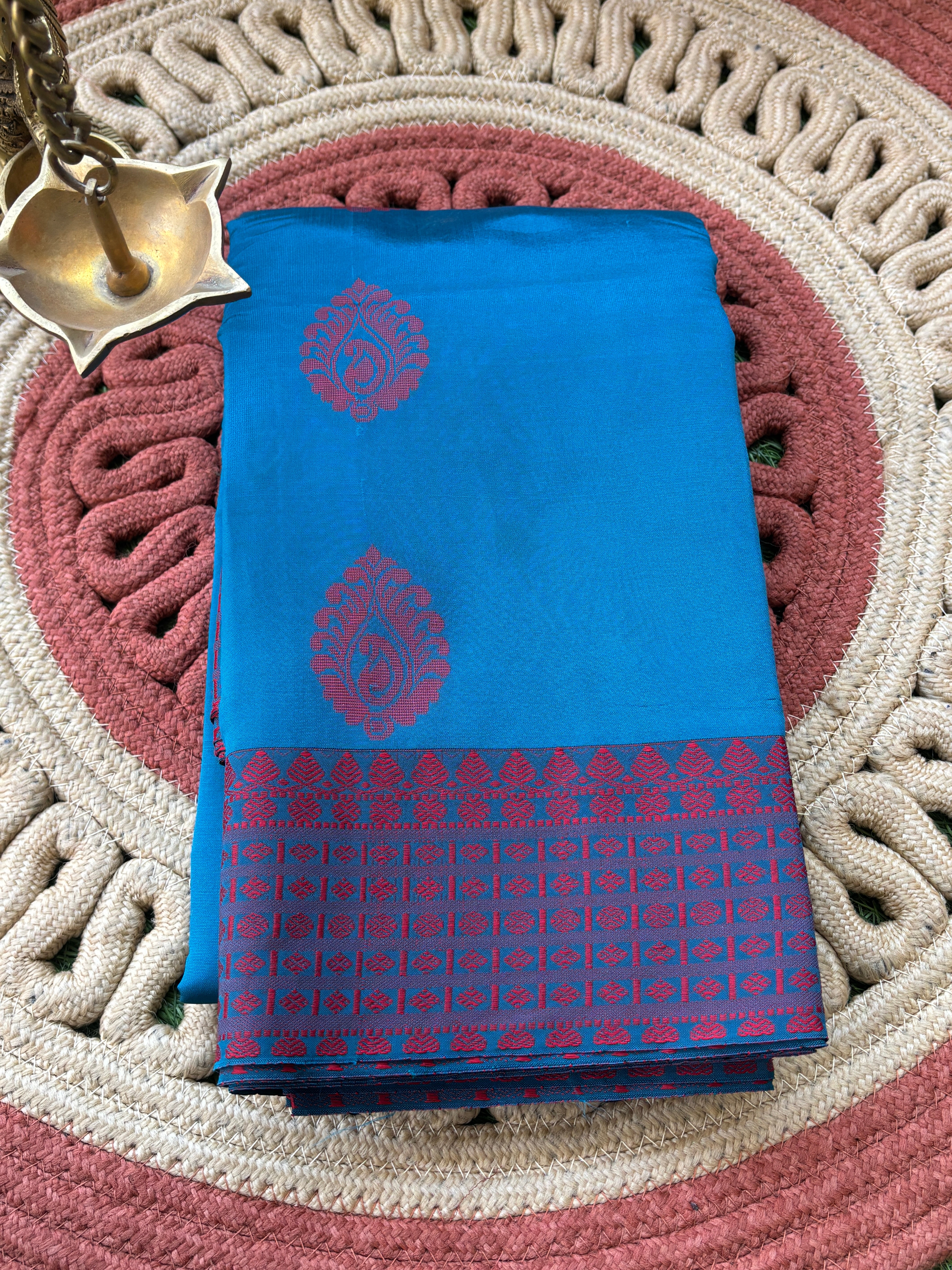 Blue Semi Silk Handwoven Kanjeevaram Saree