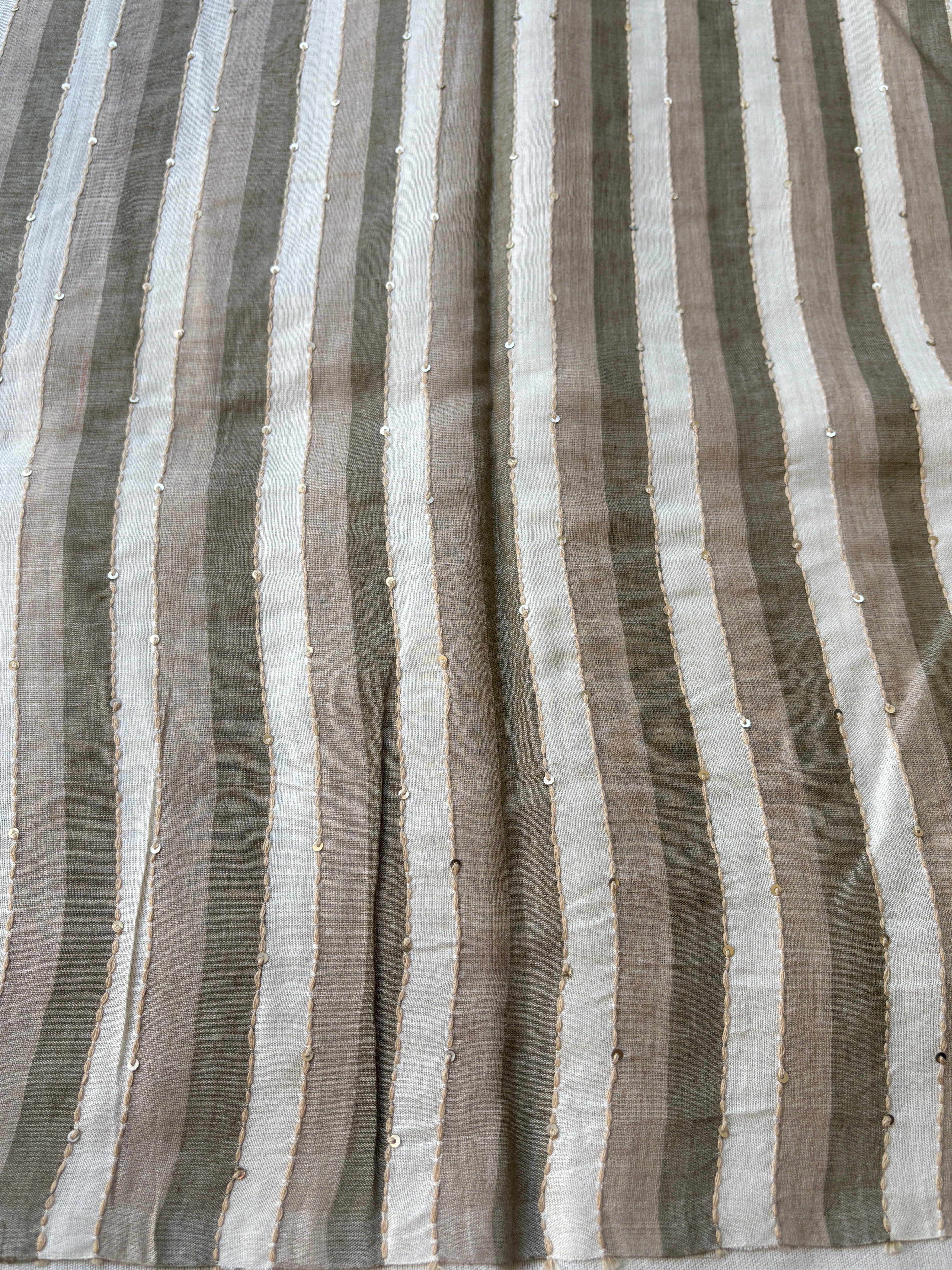 Beige & Brown Pure Tussar Silk Saree with Designer Hand Embroidery (Ghanta Taka) | Chandrika Lifestyles