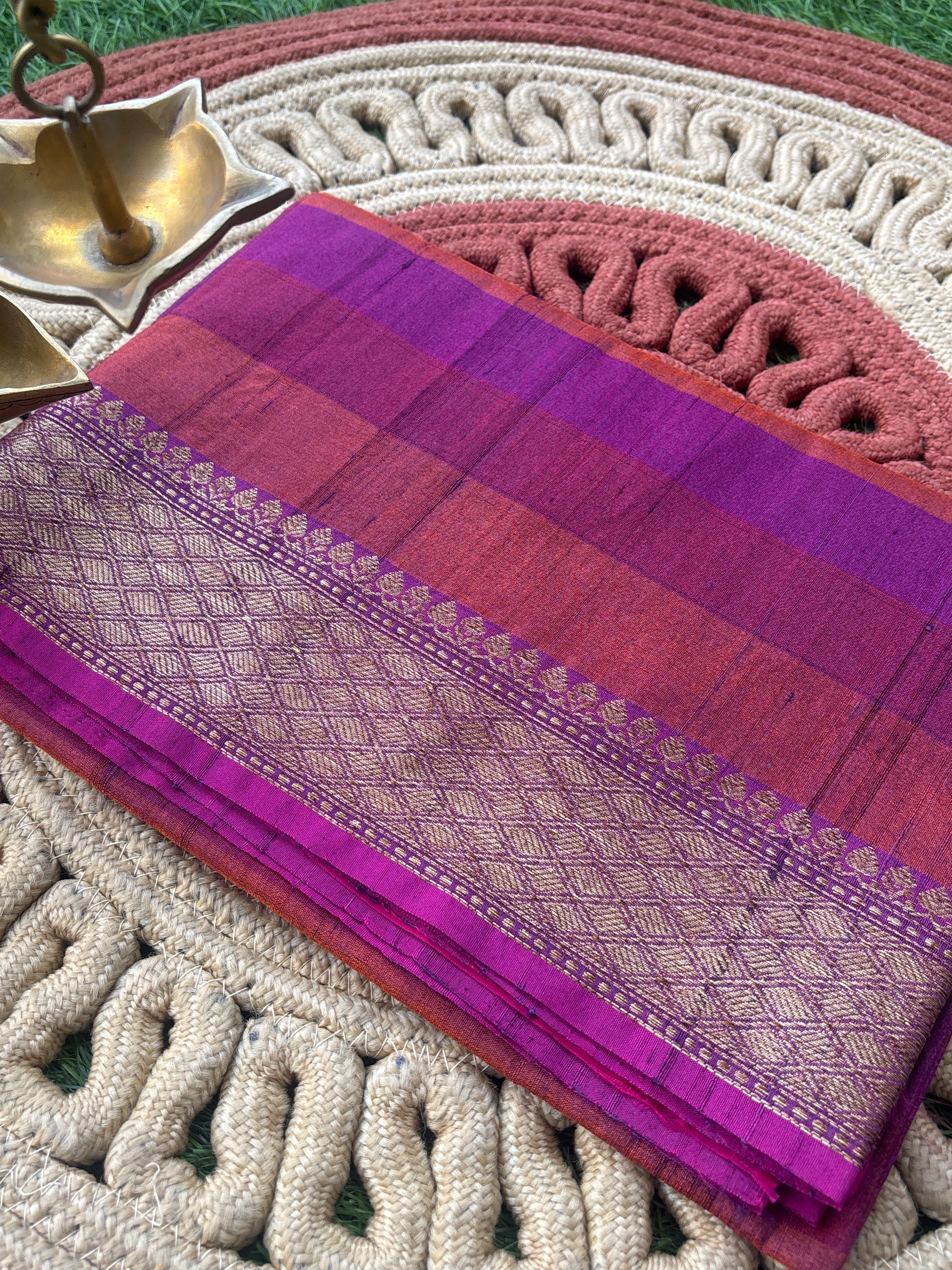 Pure banarasi pure tusser silk handwoven pink ,orange ,purple multi coloured dupatta