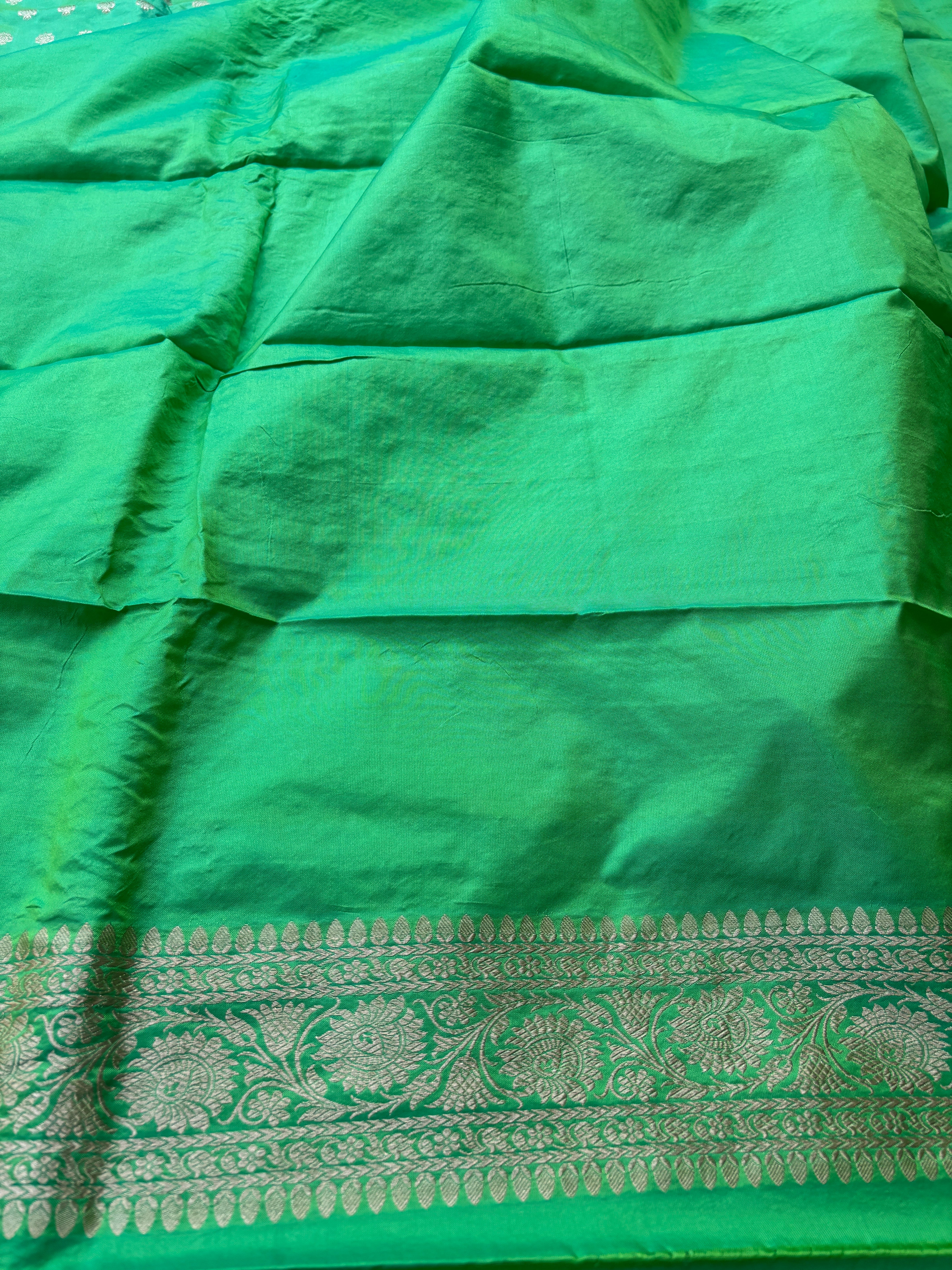 Pista Green Art Silk Saree with Allover Butta Design | Chandrika Lifestyles