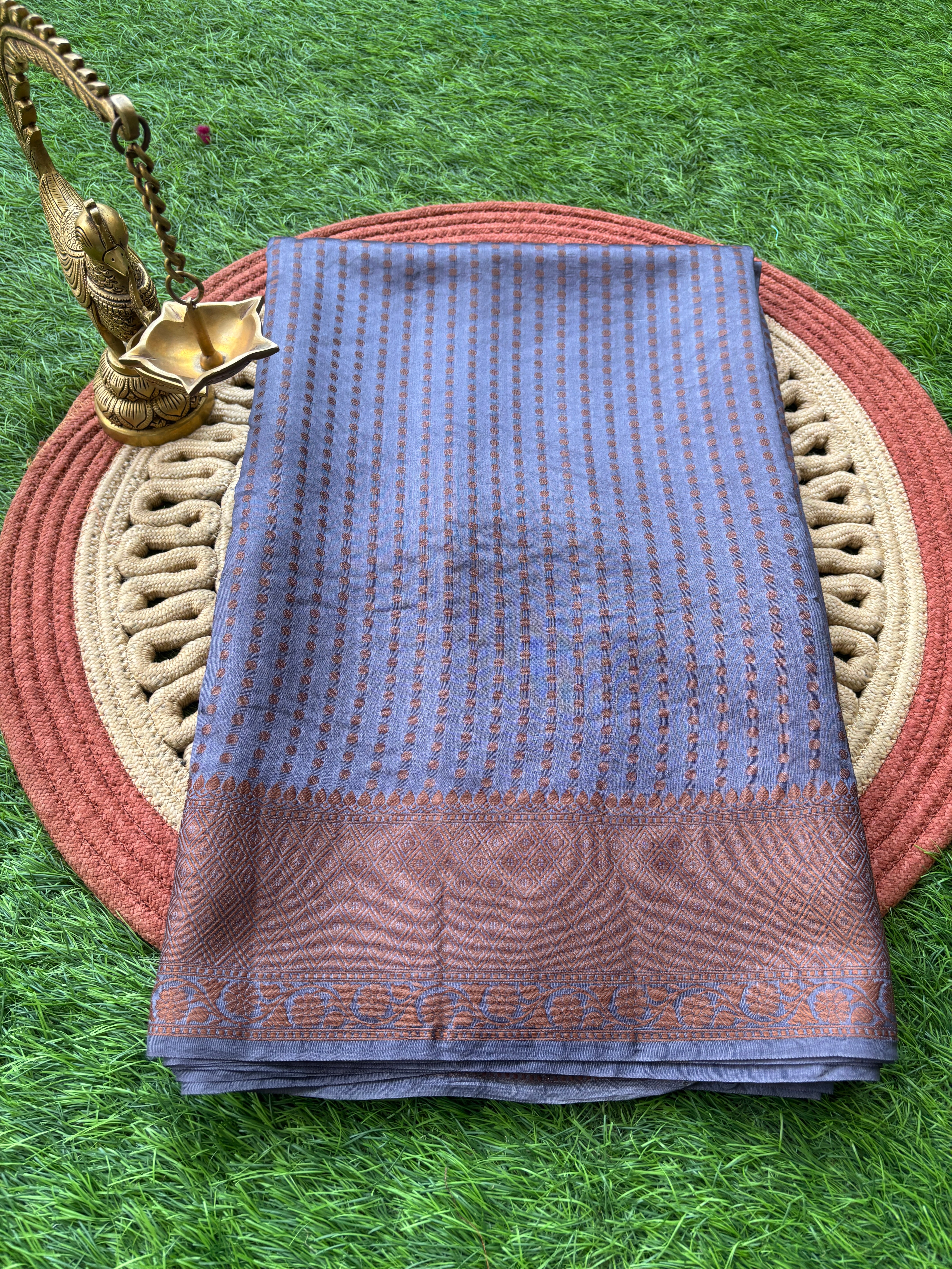 Navy Blue Banarasi Saree with Allover Zari Buttas | Chandrika Lifestyles