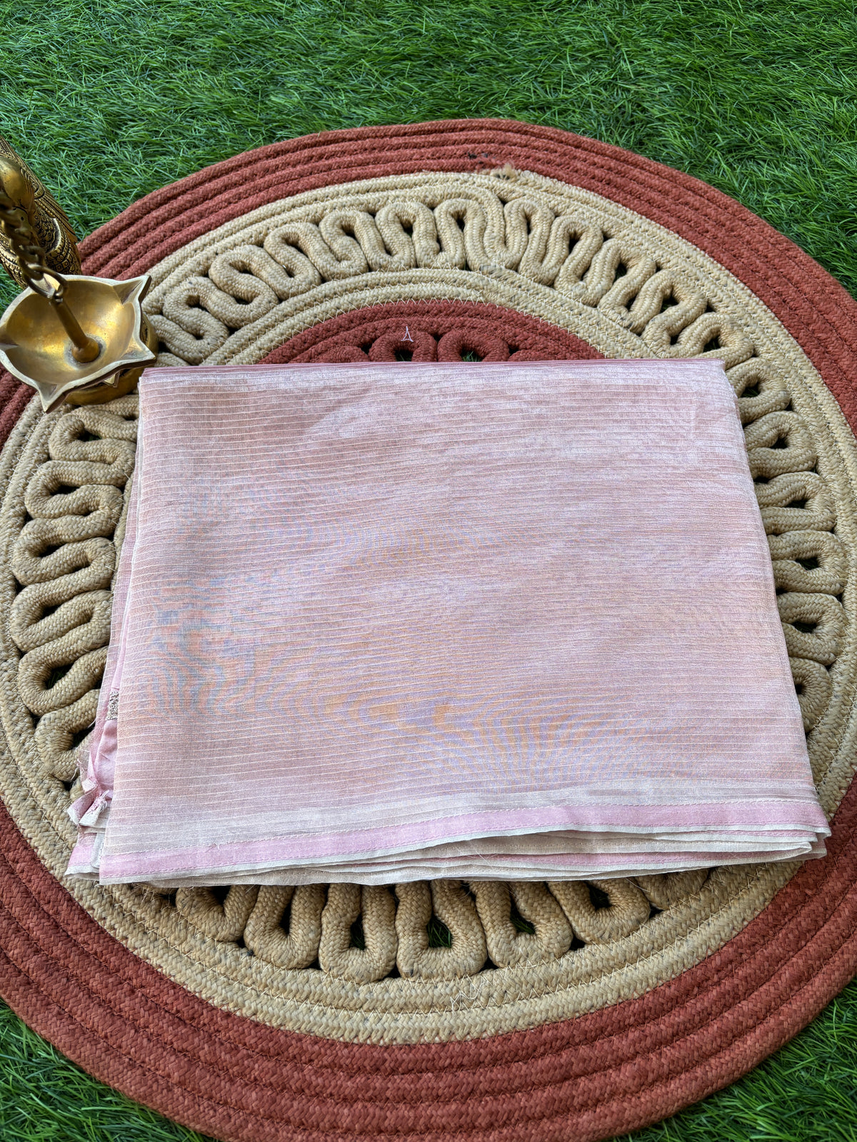 Baby Pink Pure Tissue Kora Saree with Allover Silver Zari Embroidery & Zari Pallu | Chandrika Lifestyles