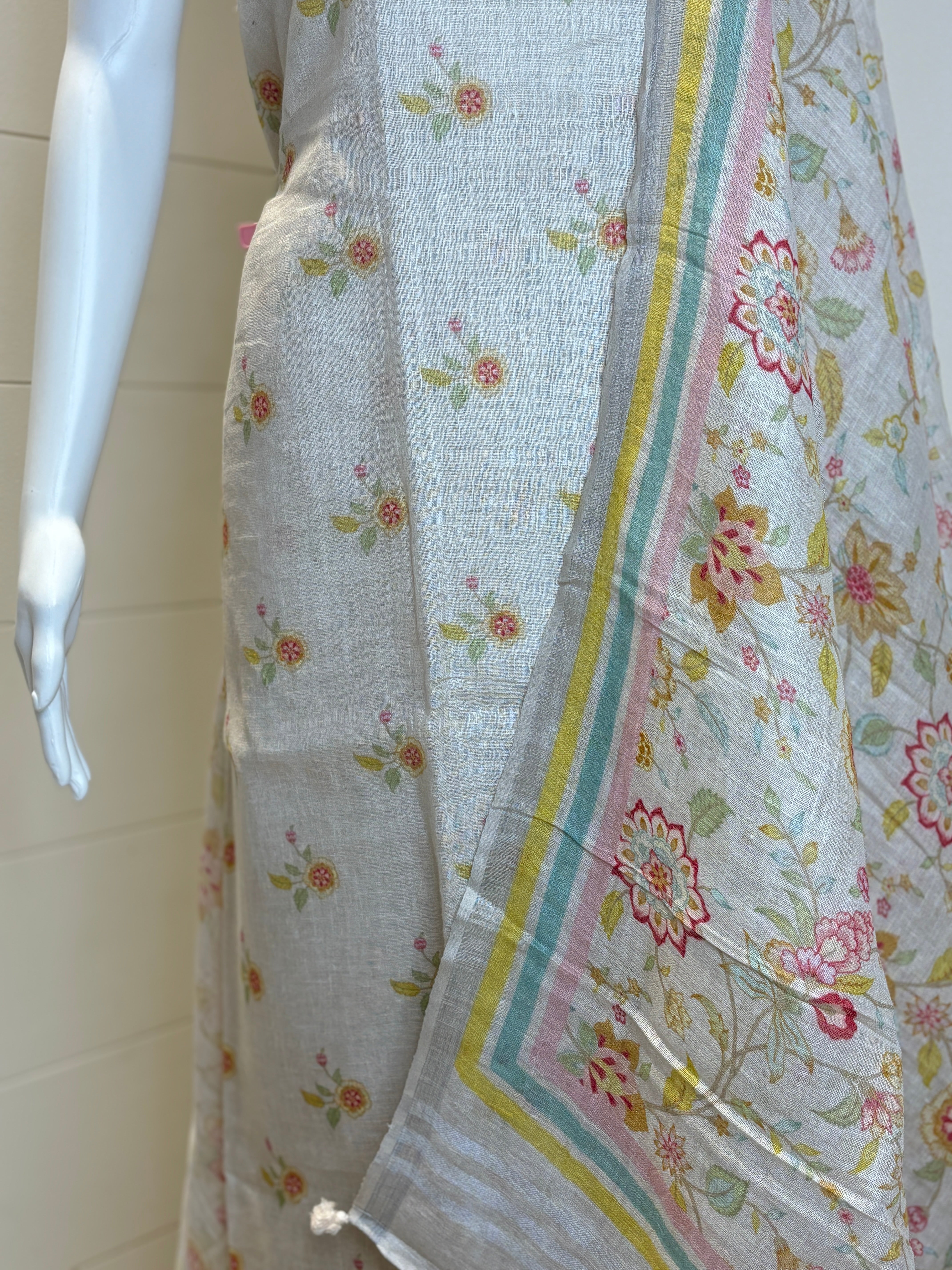 Chandrika Lifestyles |  faint Peach Linen Suit – Digital Print