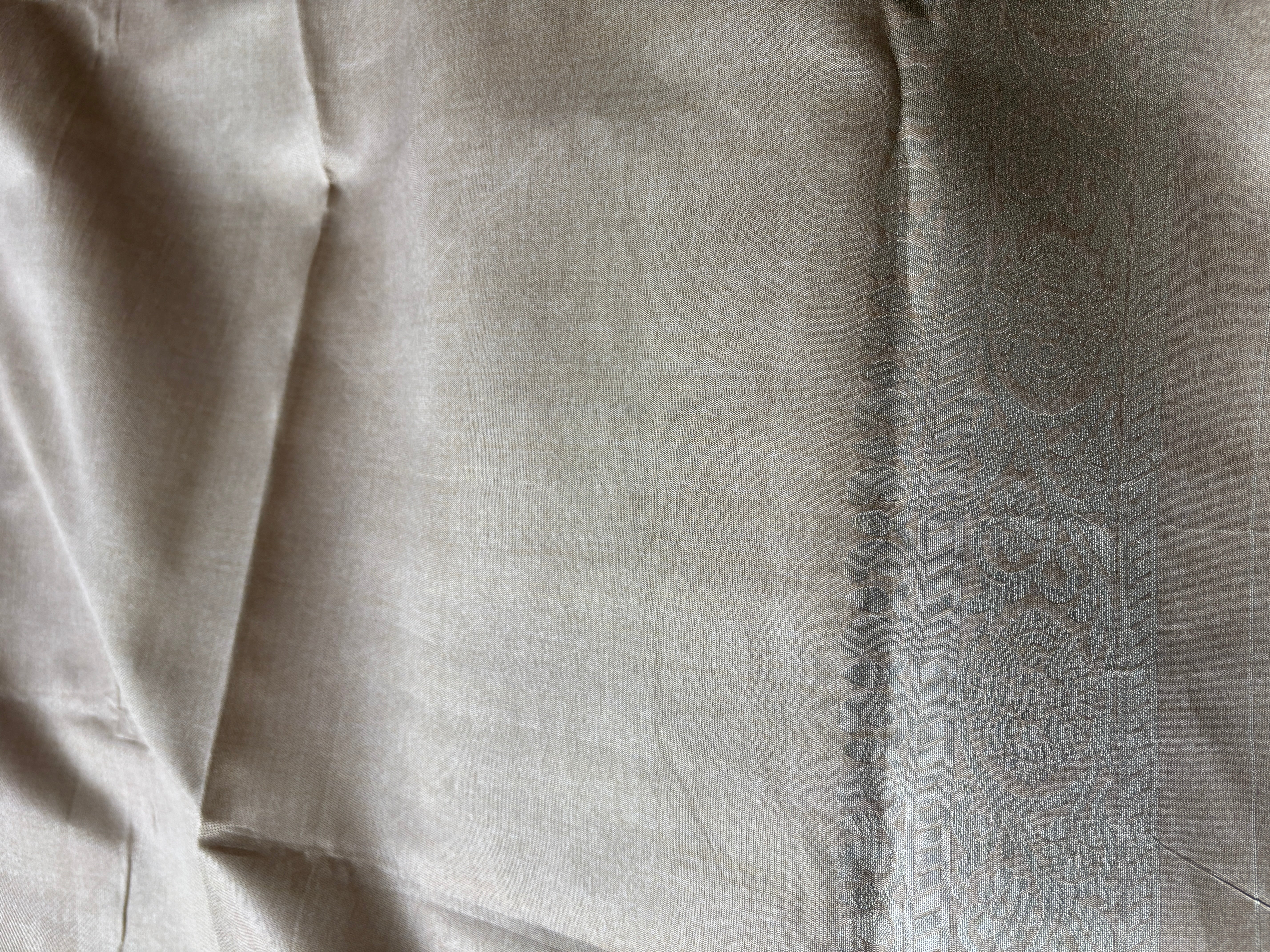 Elegant Beige Art Tussar Saree with Geometrical Buttas & Zari Stripes