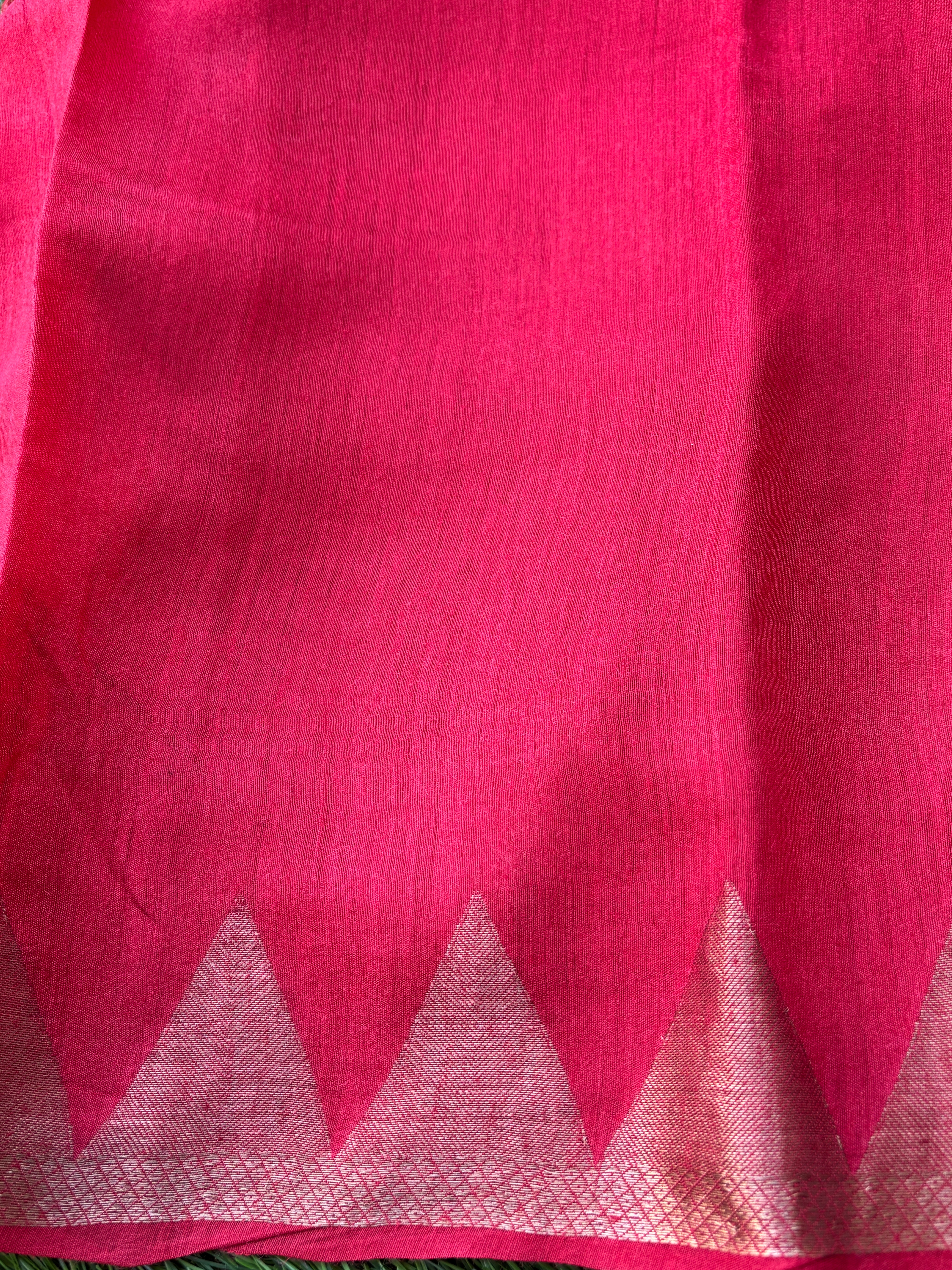 Grey Munga Silk Saree with Red Border & Multicolour Stripes | Chandrika Lifestyles