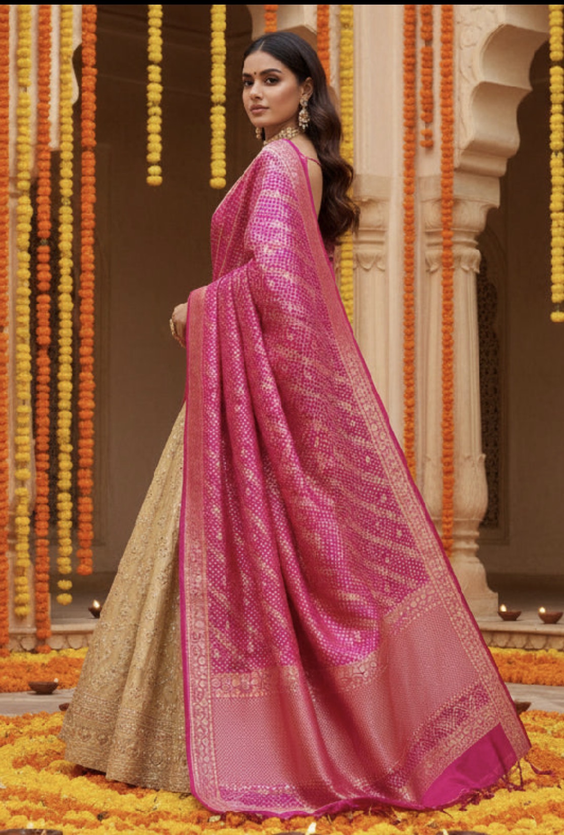 Pure Silk Rani Pink Dupatta – Festive & Wedding Elegance