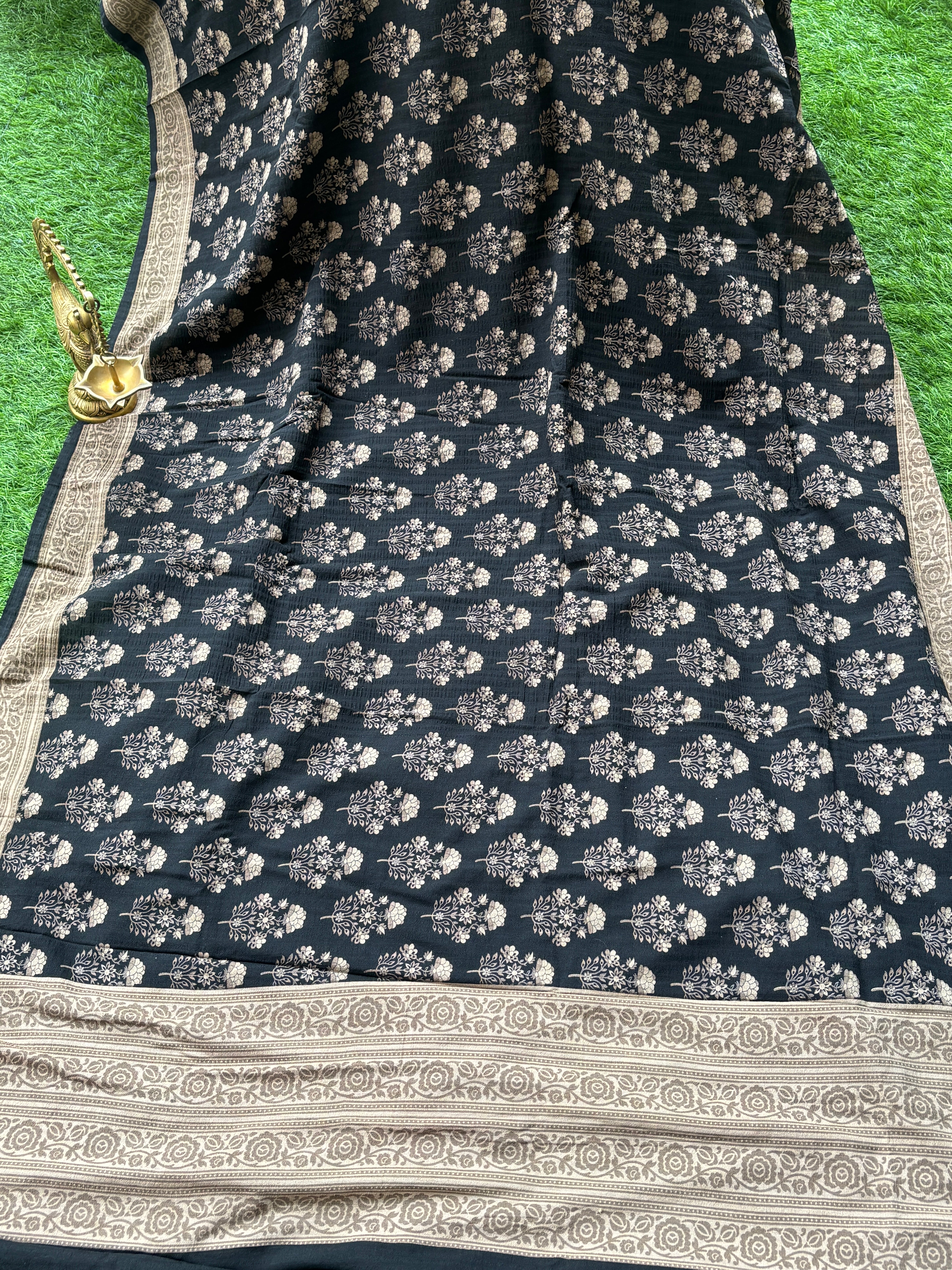 Black Georgette Banarasi Printed Saree | Chandrika Lifestyles