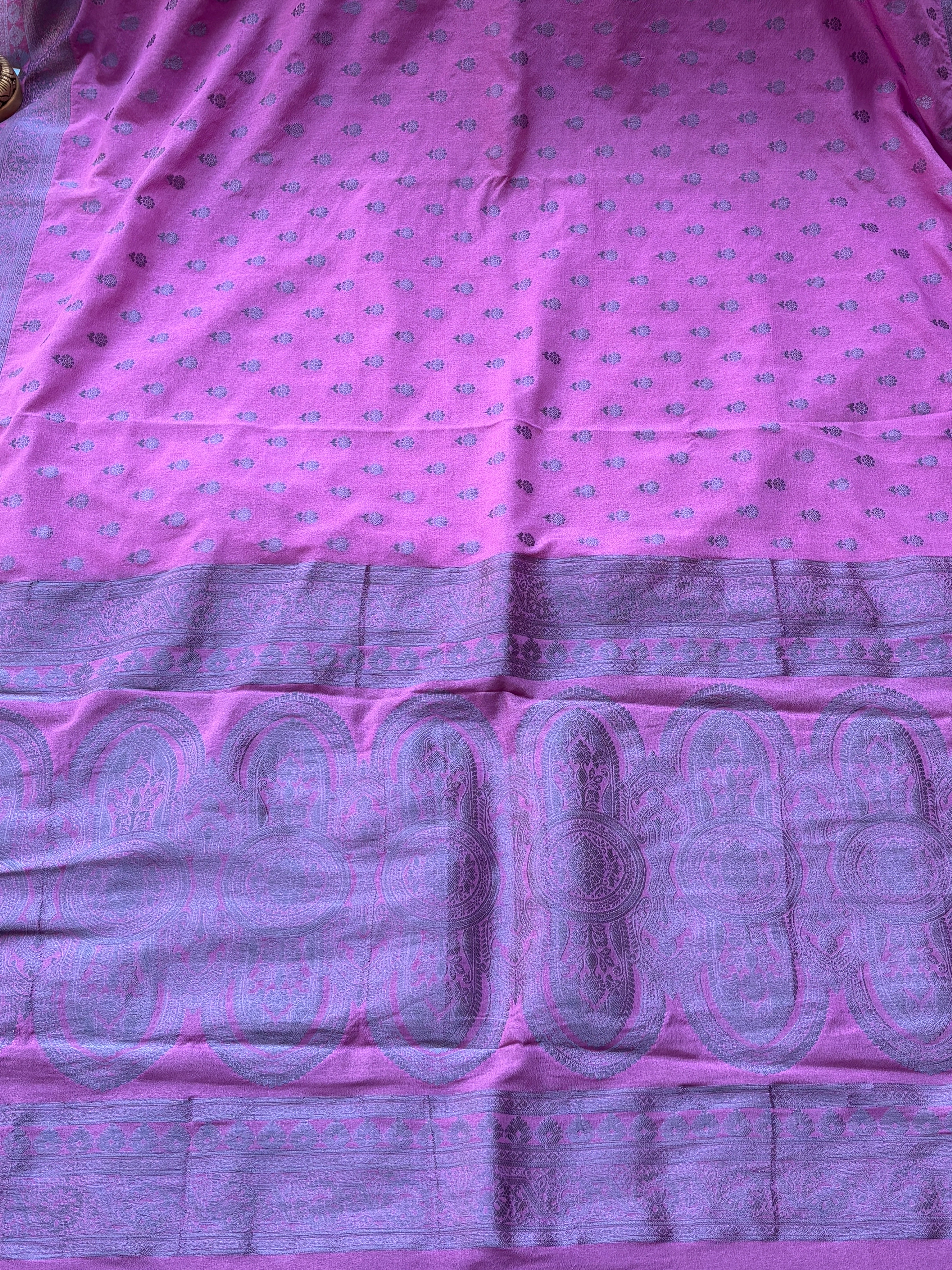 Magenta Art Silk Saree with Silver Zari Butta & Zari Pallu | Chandrika Lifestyles