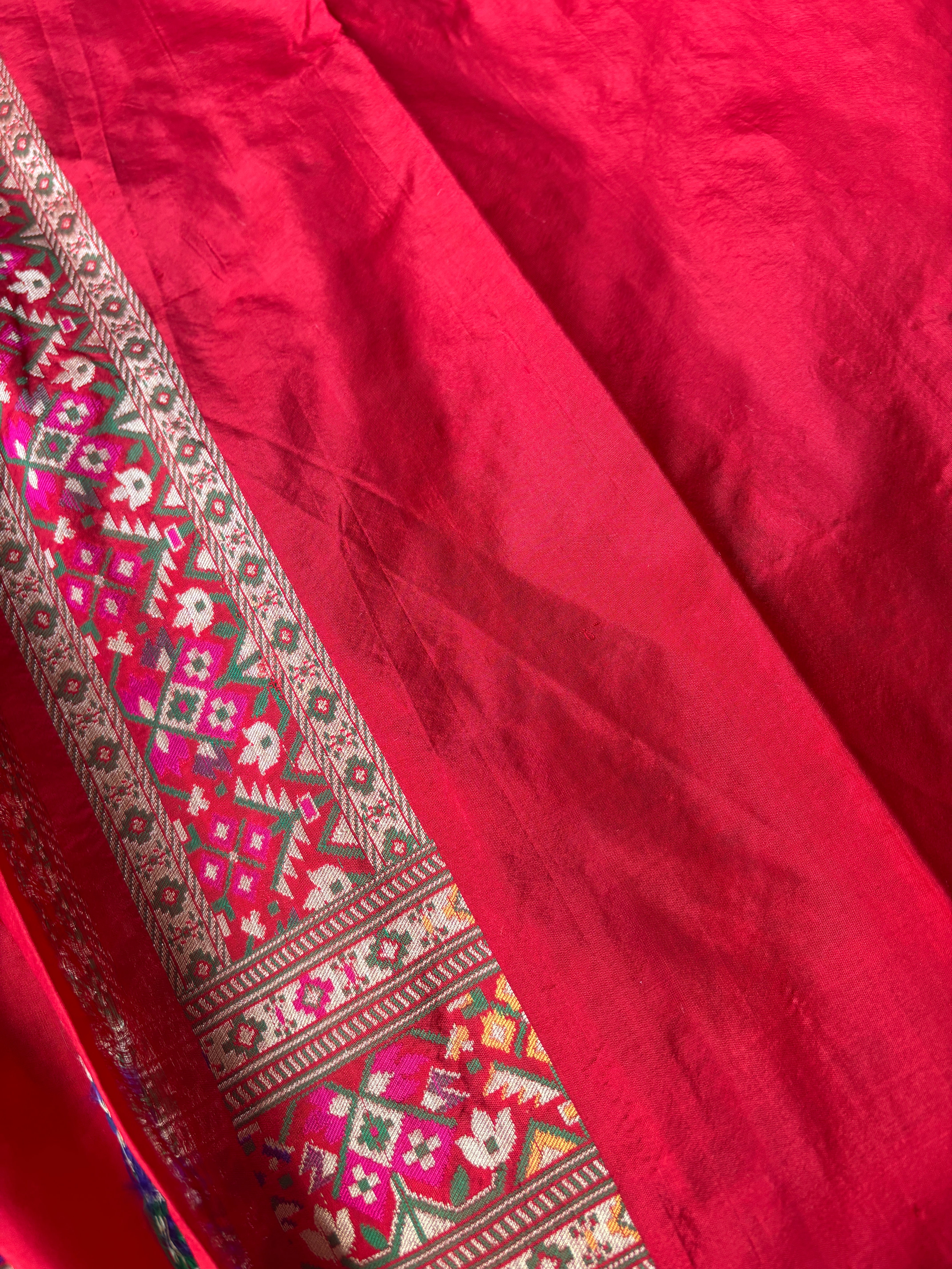 Red Banarasi Patola Silk Saree with Multicolour Weaving | Chandrika Lifestyles