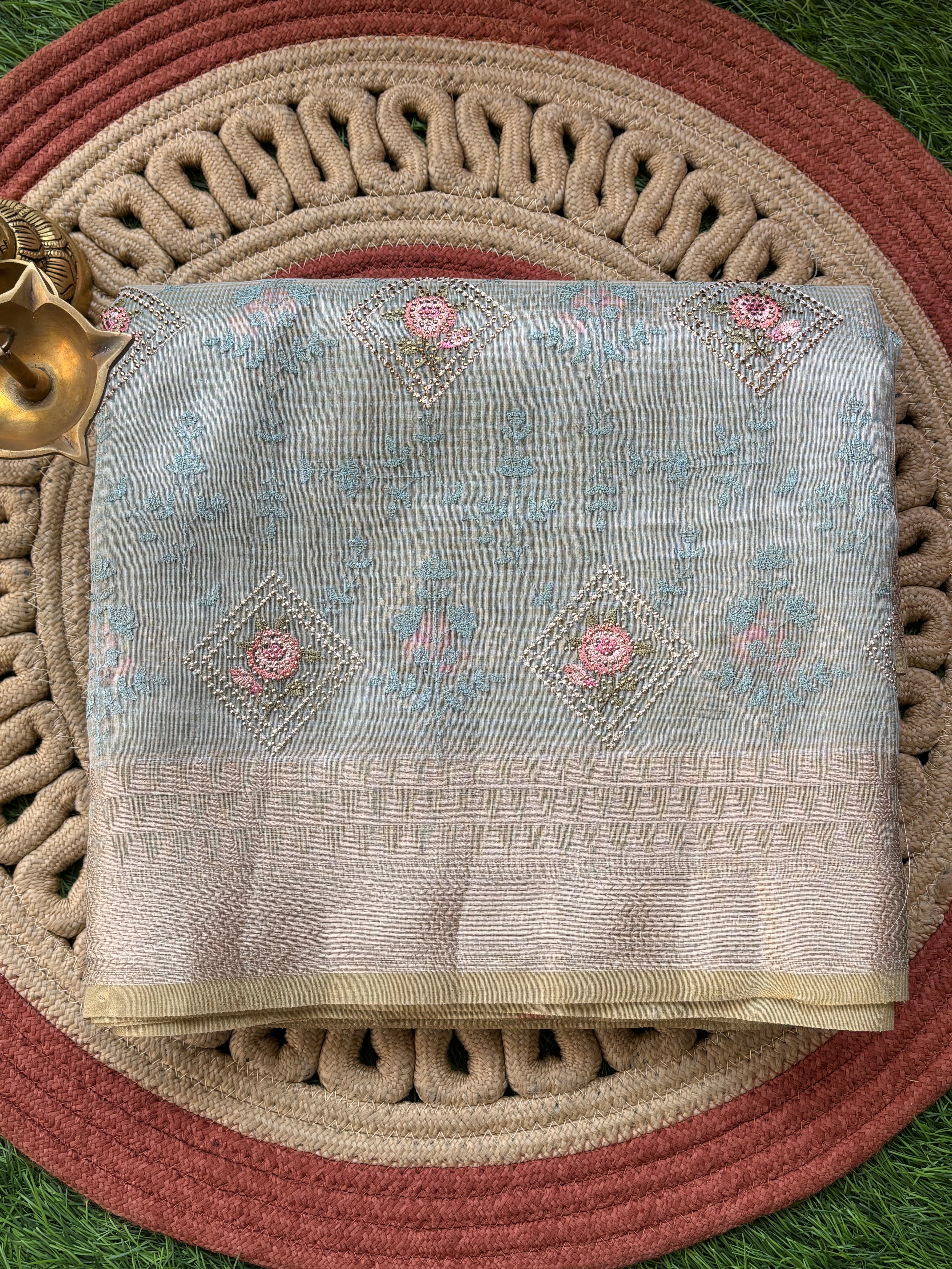 Pastel Blue Art Tissue Kota Saree – Lightweight Elegant Drape | Chandrika Lifestyles