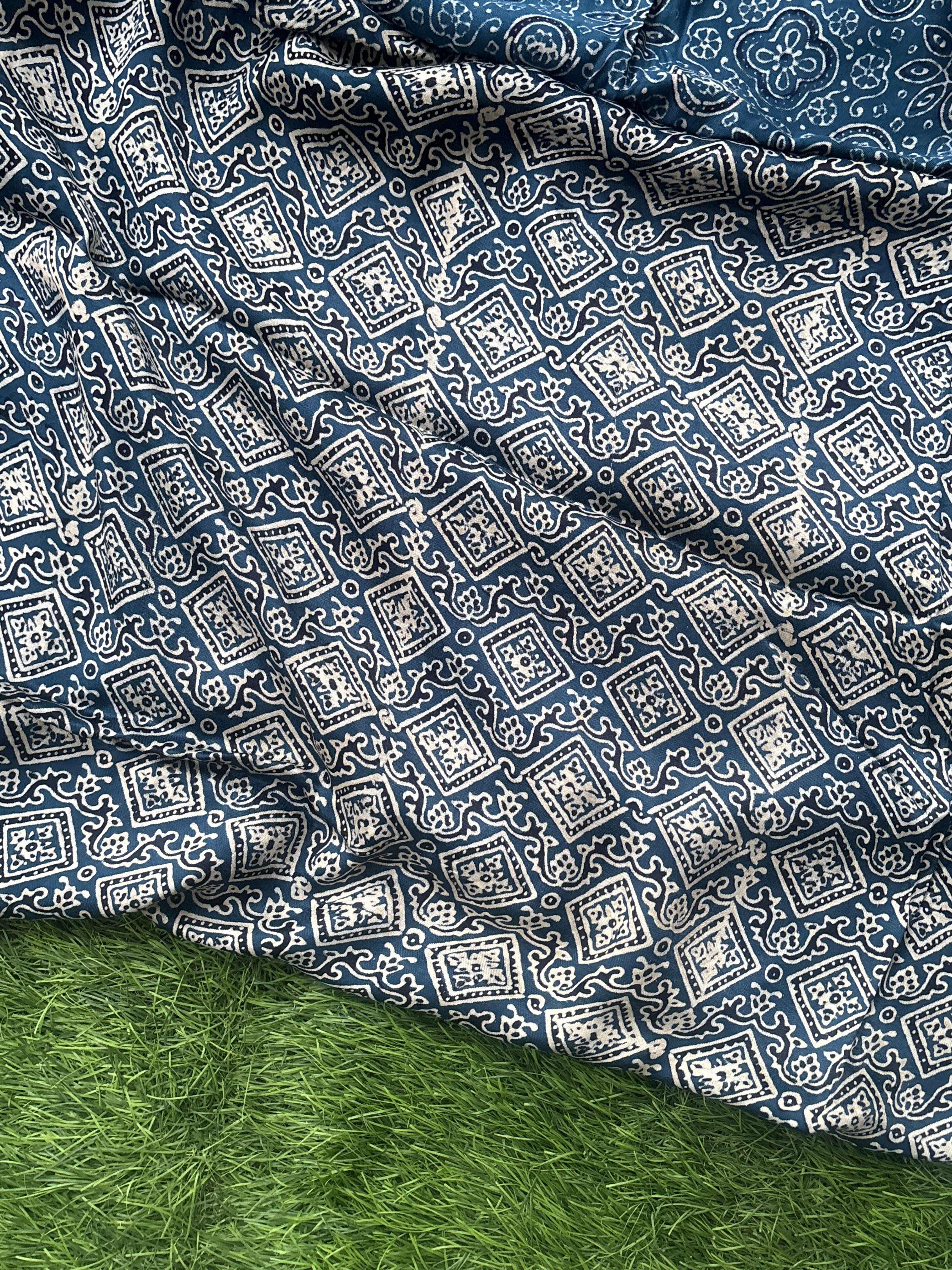 Navy Blue Pure Modal Silk Gharchola Saree with Golden Floral Buttis and Zari Woven Pallu