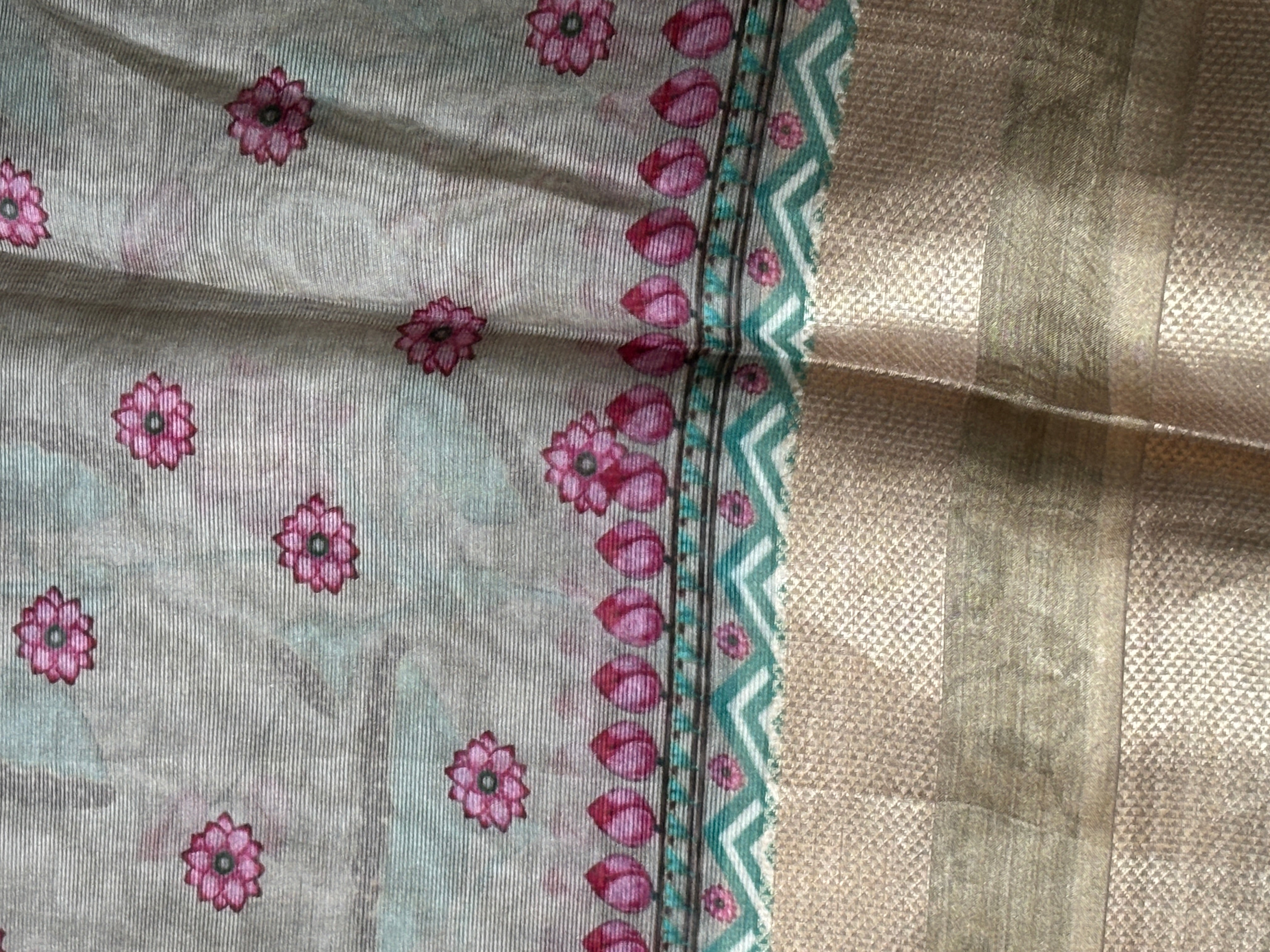 Beige Maheshwari Saree with All-Over Pichwai Painting