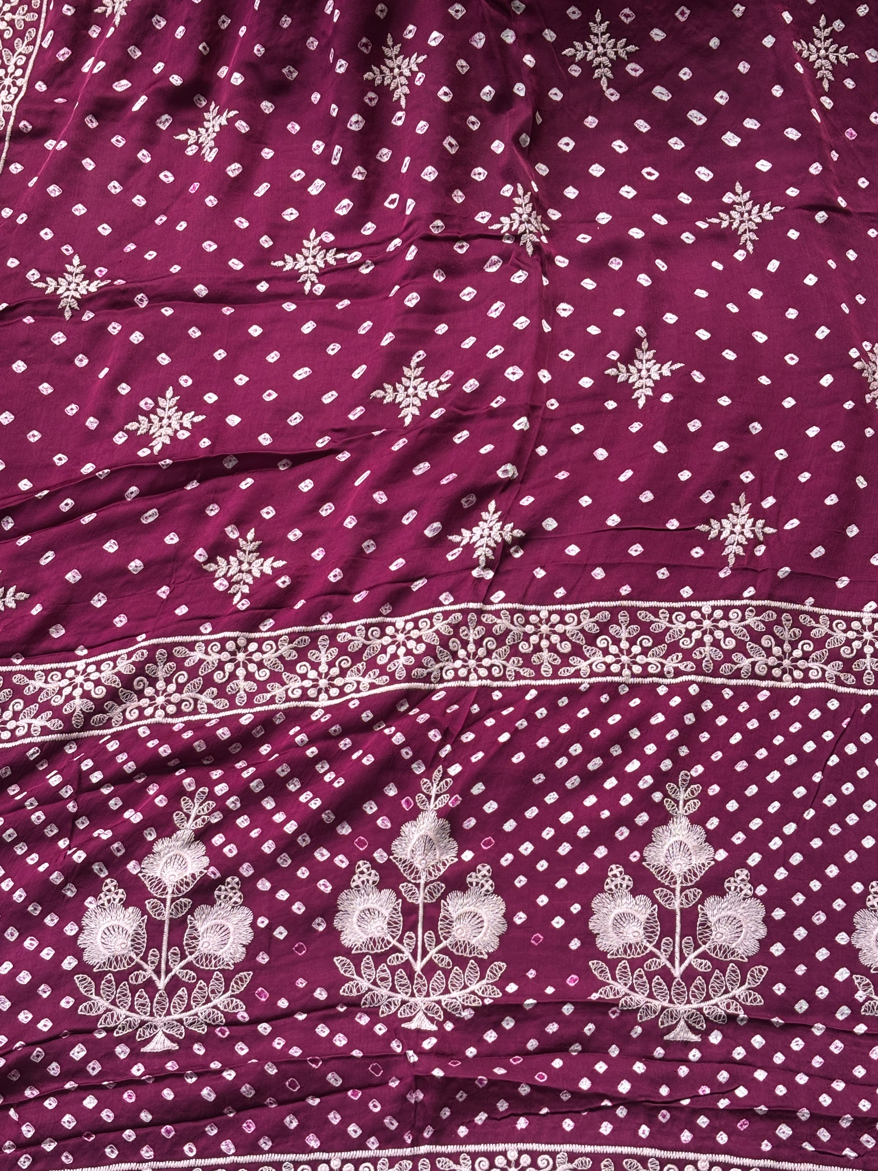 Purple Modal Silk Bandhej Saree | Festive Wear Saree | Chandrika Lifestyles