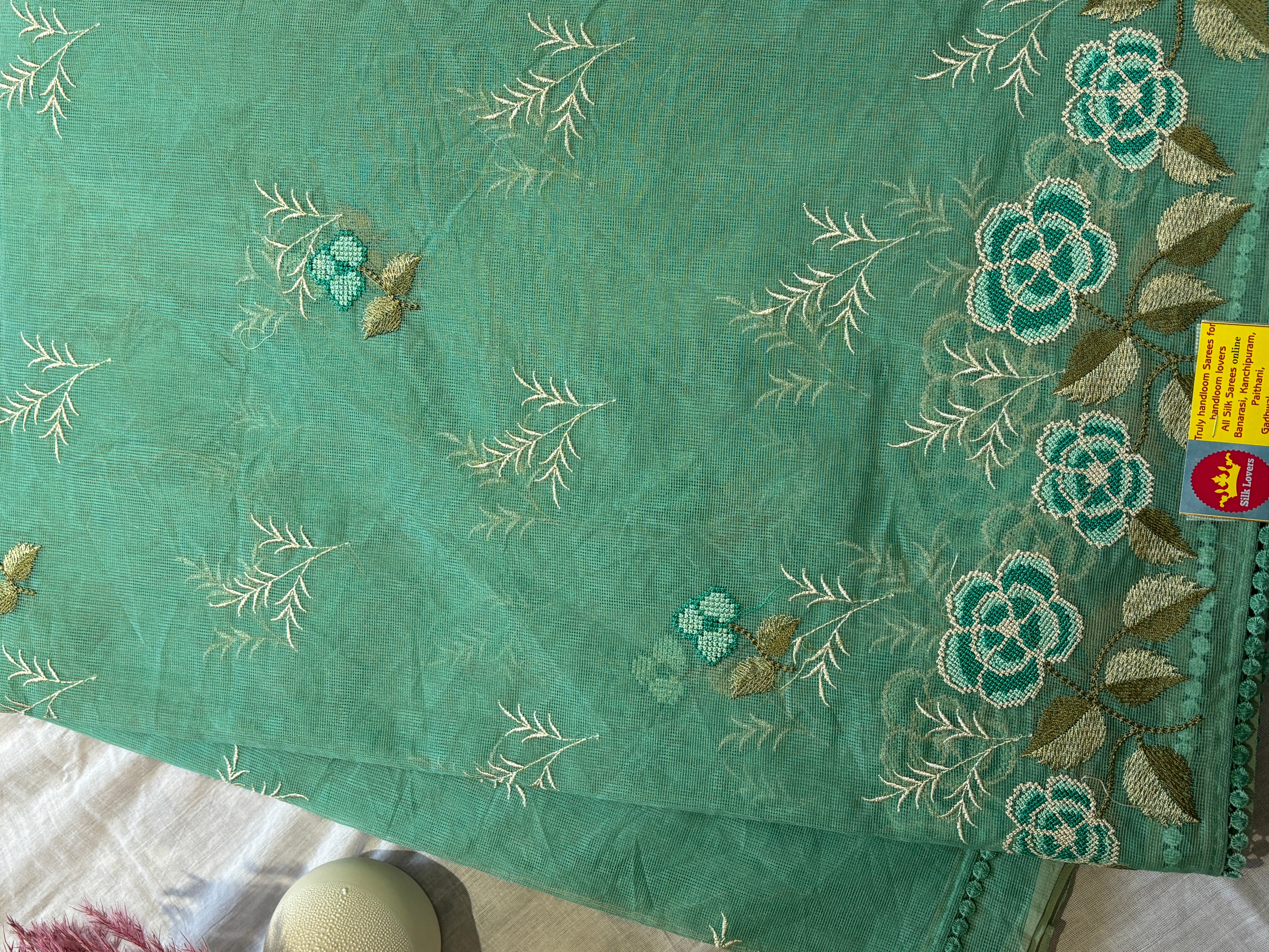 pista green super net kota saree
