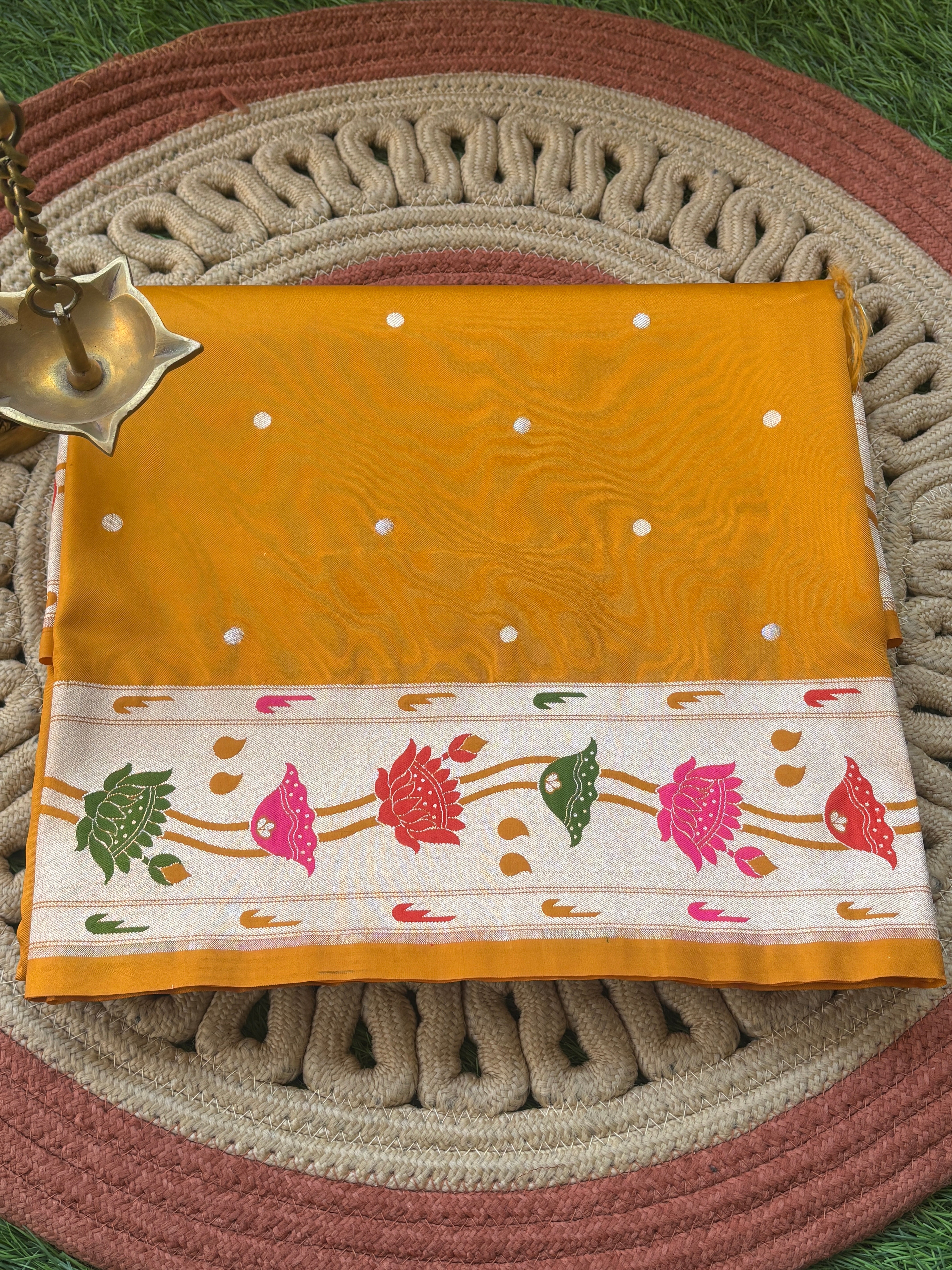 Mango Yellow Banarasi Art Silk Paithani Saree
