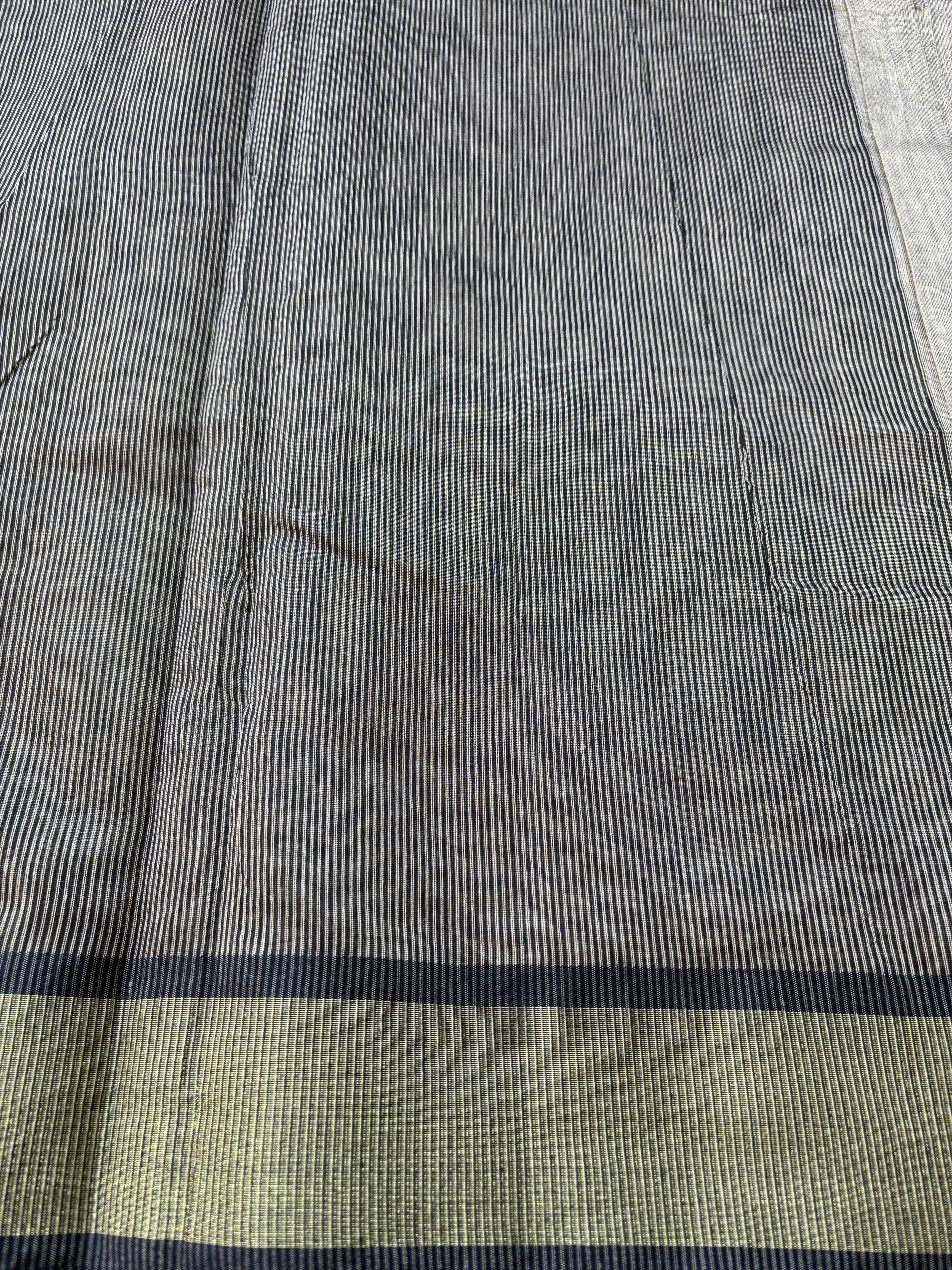 Grey Mercerized Cotton Saree with Allover Floral Thread Embroidery | Chandrika Lifestyles