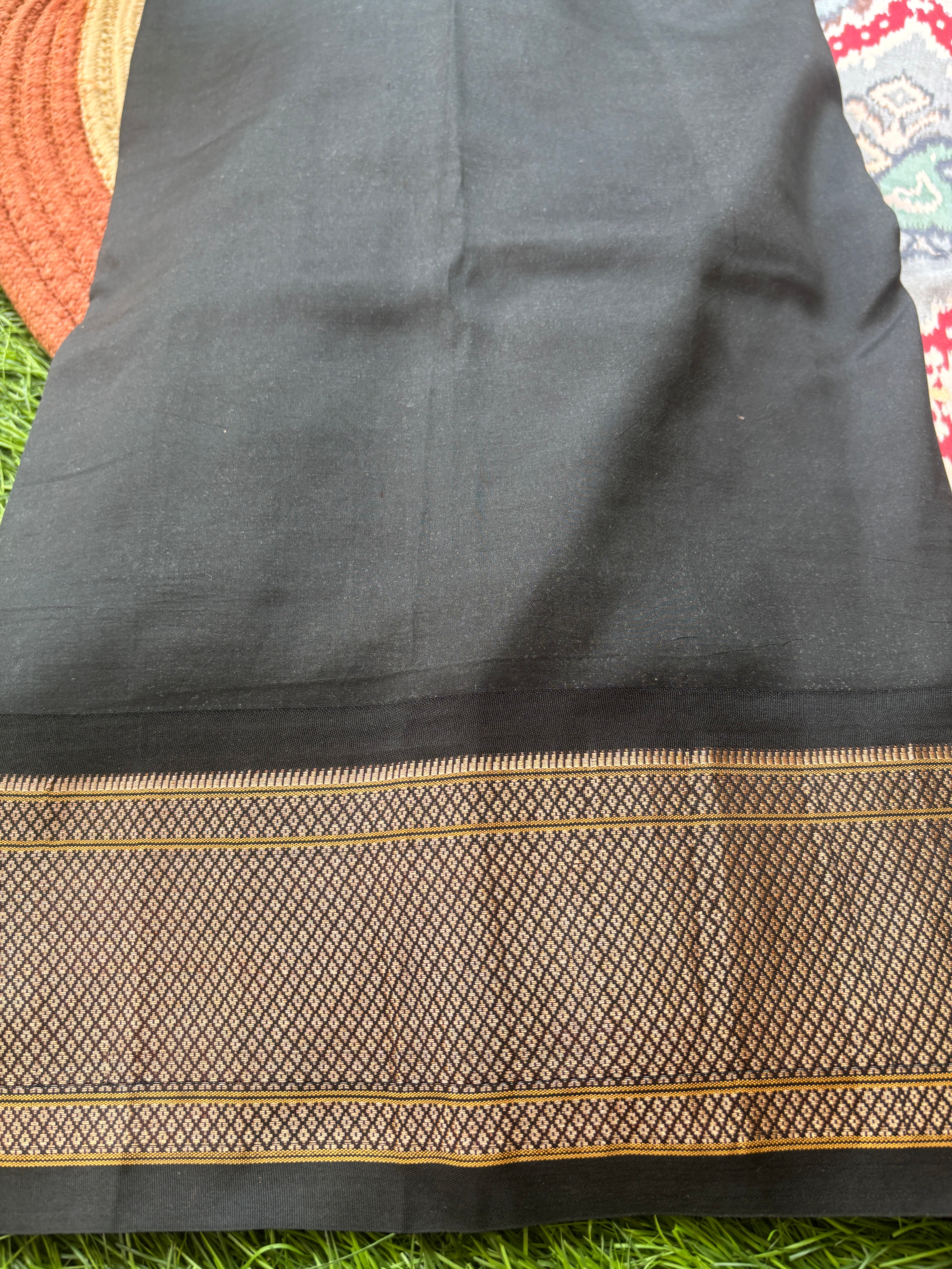 Pure Silk Black Paithani Saree with Brown Ikat Weaving and Traditional Paithani Border & Pallu